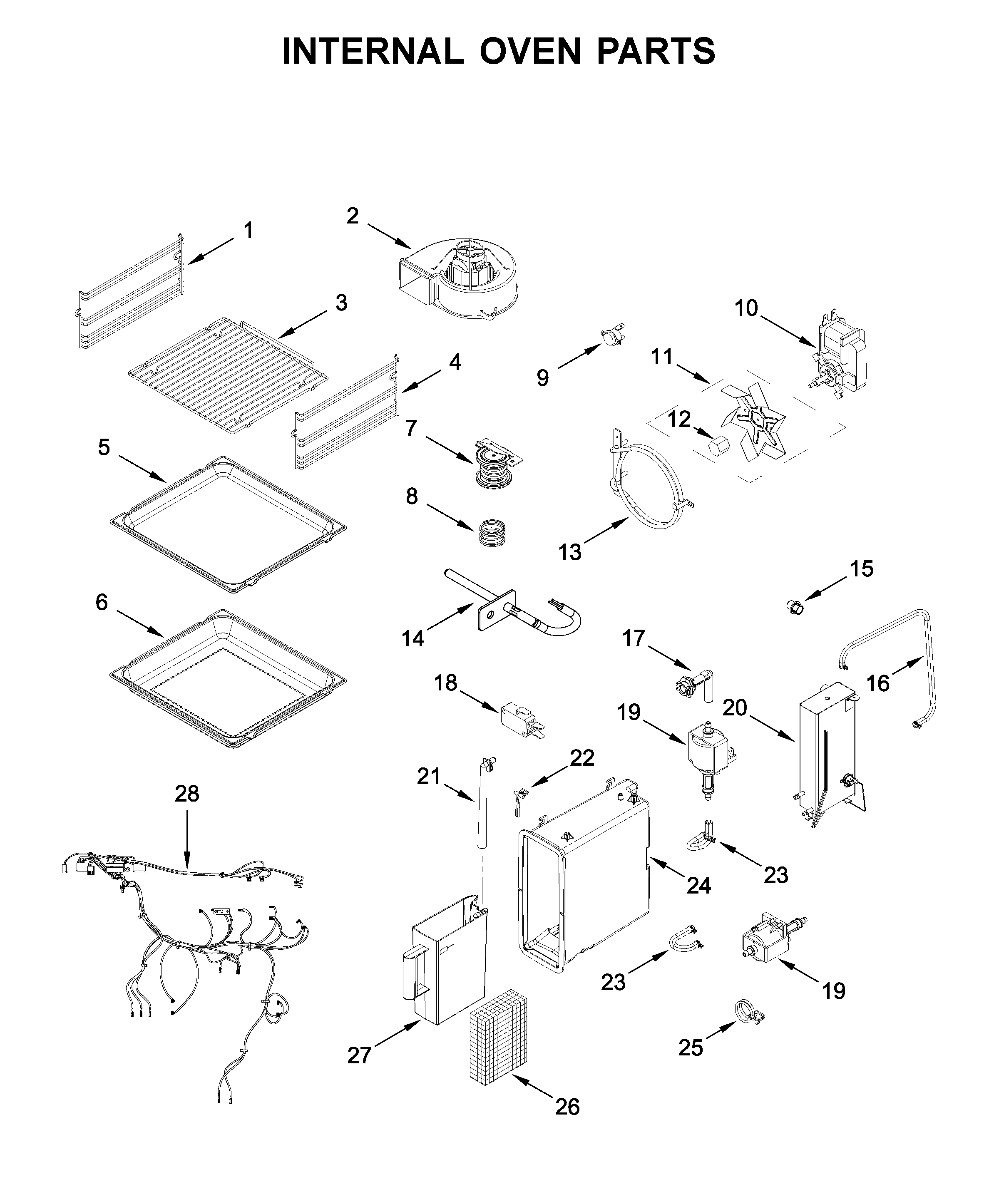 Jenn-Air JJW6024HM0 internal oven parts diagram