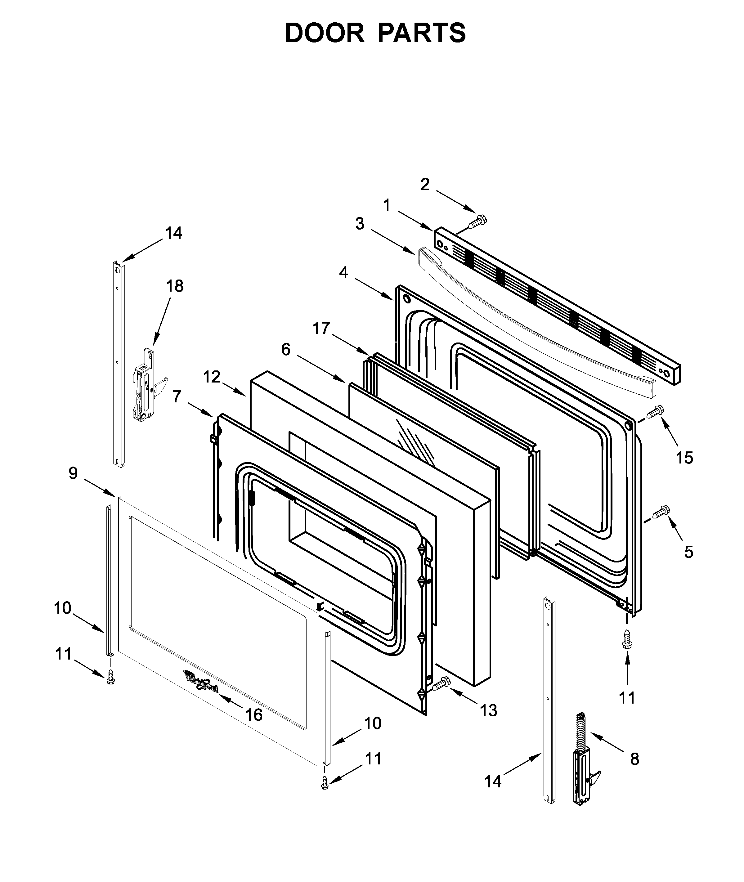 Whirlpool WFE525S0HZ1 door parts diagram