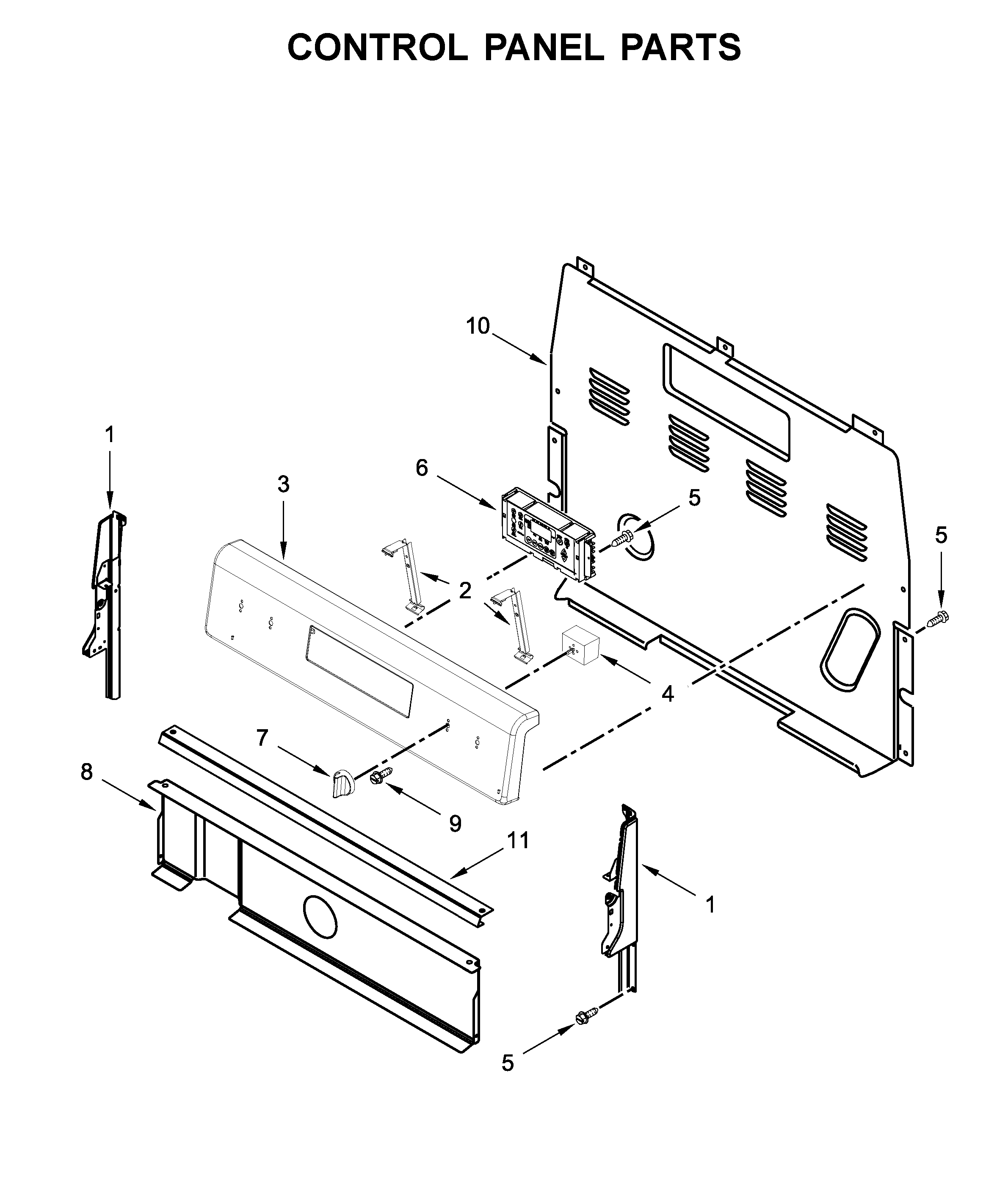 Whirlpool WFE505W0HS1 control panel parts diagram
