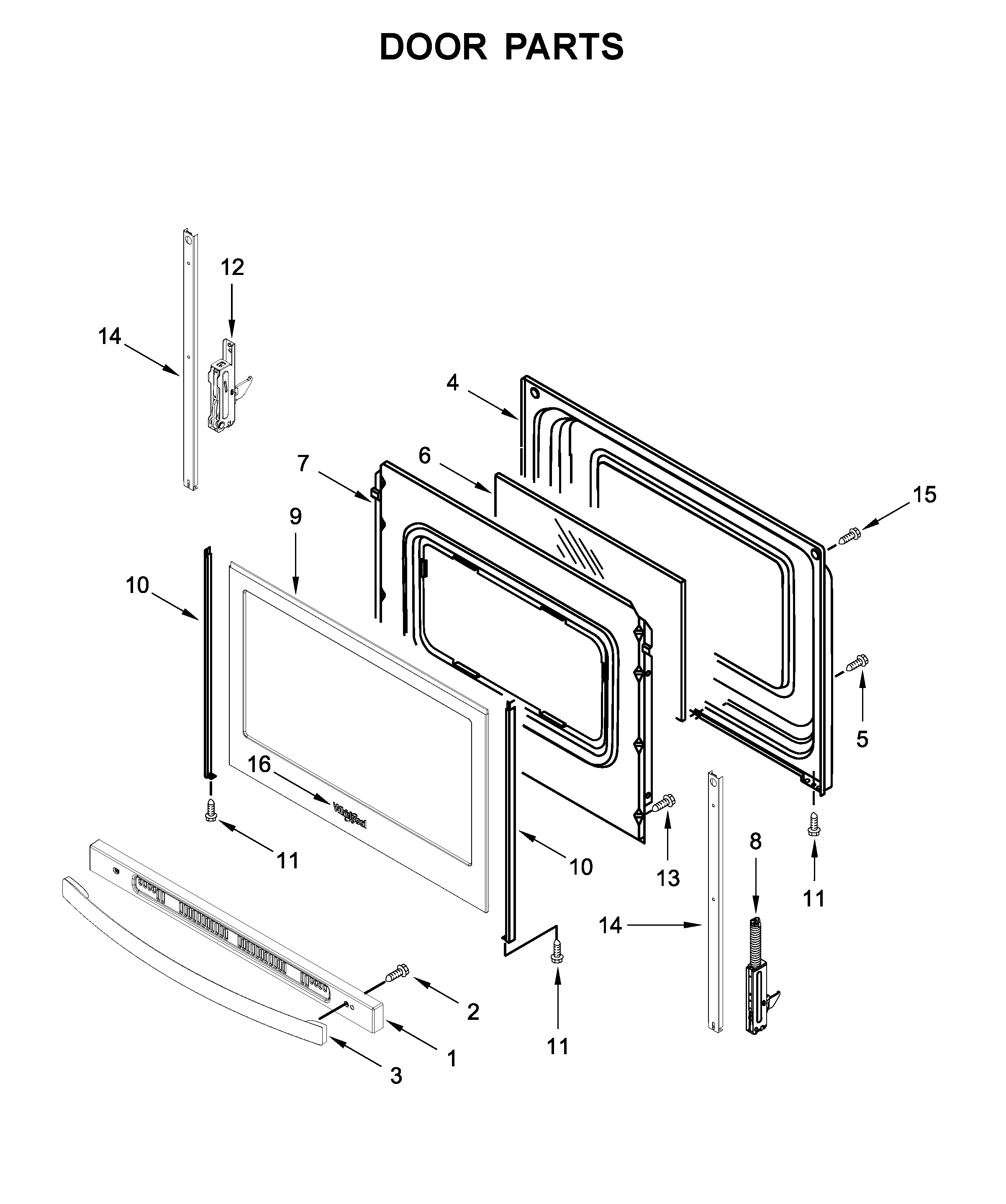 Whirlpool WFE505W0HS1 door parts diagram