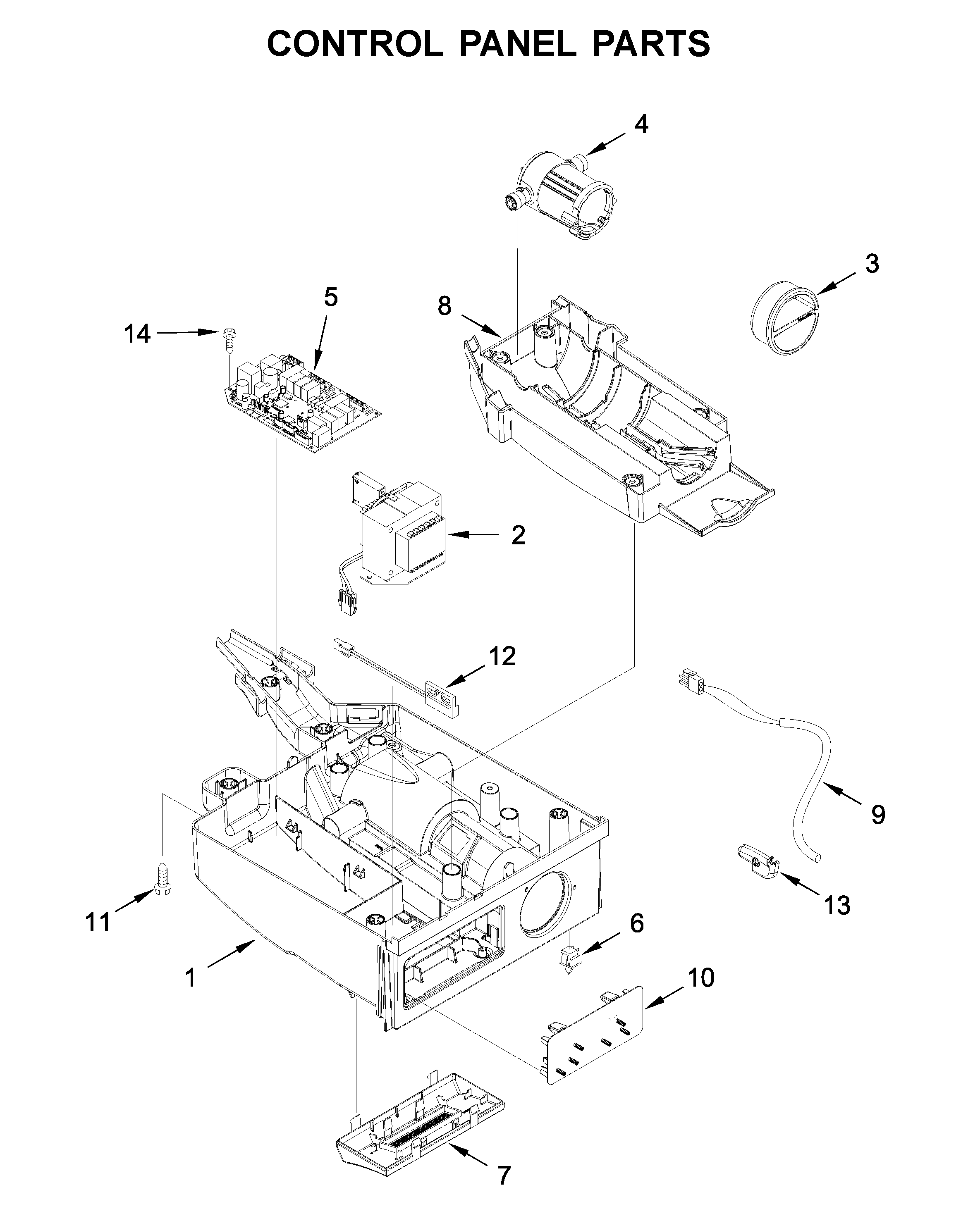KitchenAid KUID508HPS00 control panel parts diagram