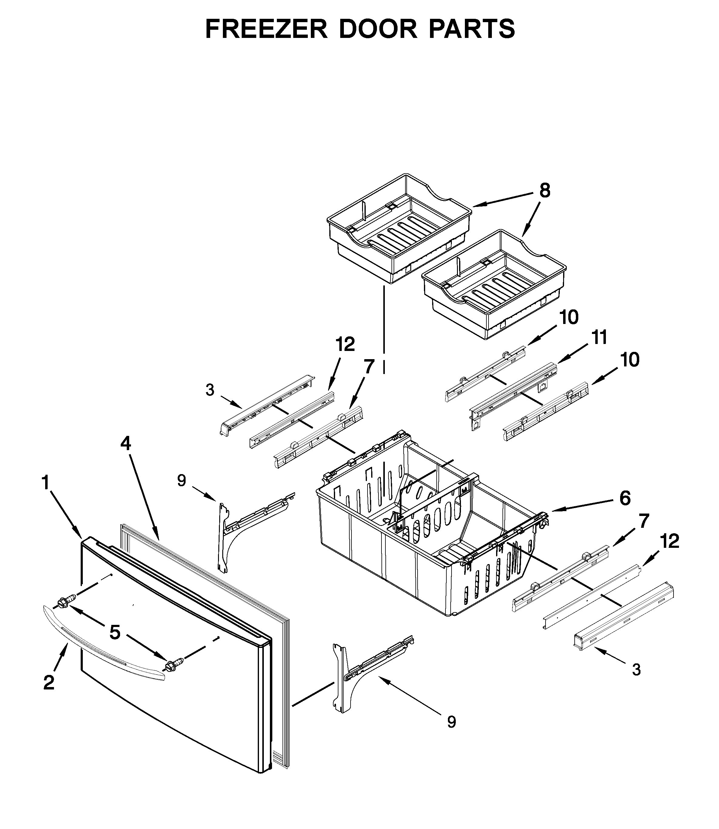 Maytag MFI2269VEW7 freezer door parts diagram