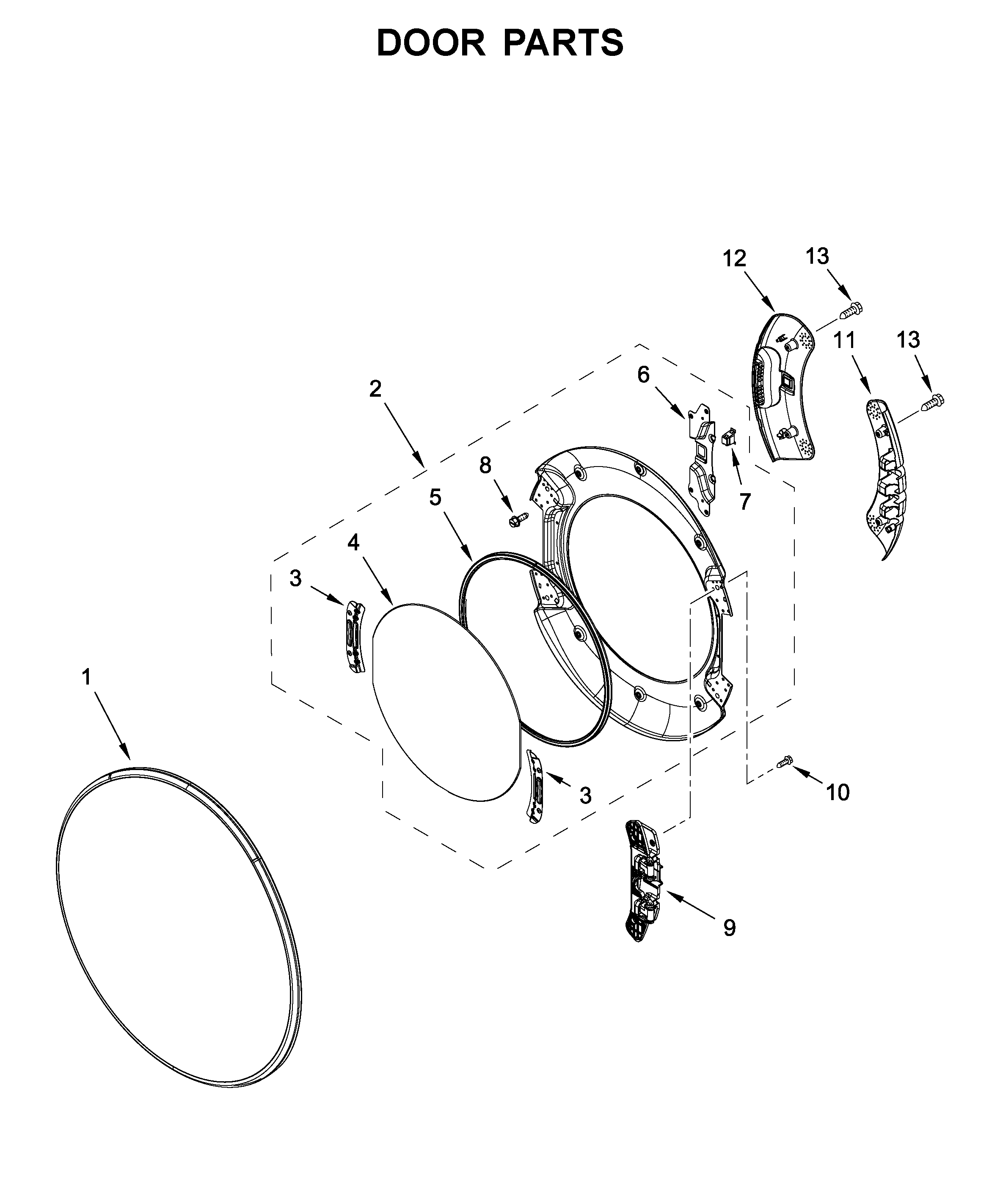 Whirlpool WGD560LHW1 door parts diagram