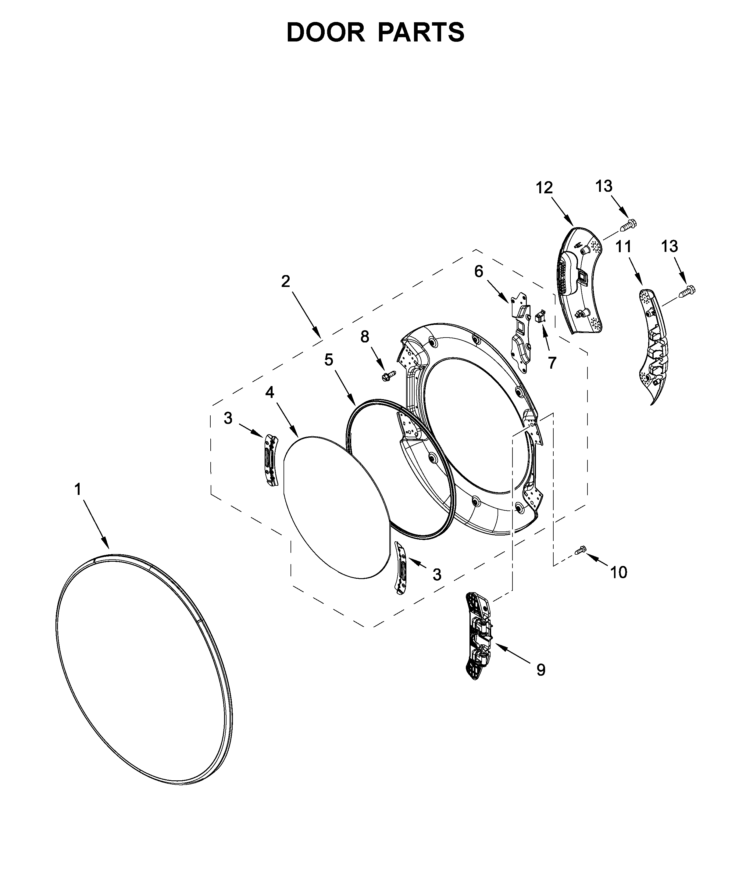Whirlpool WGD6620HW1 door parts diagram
