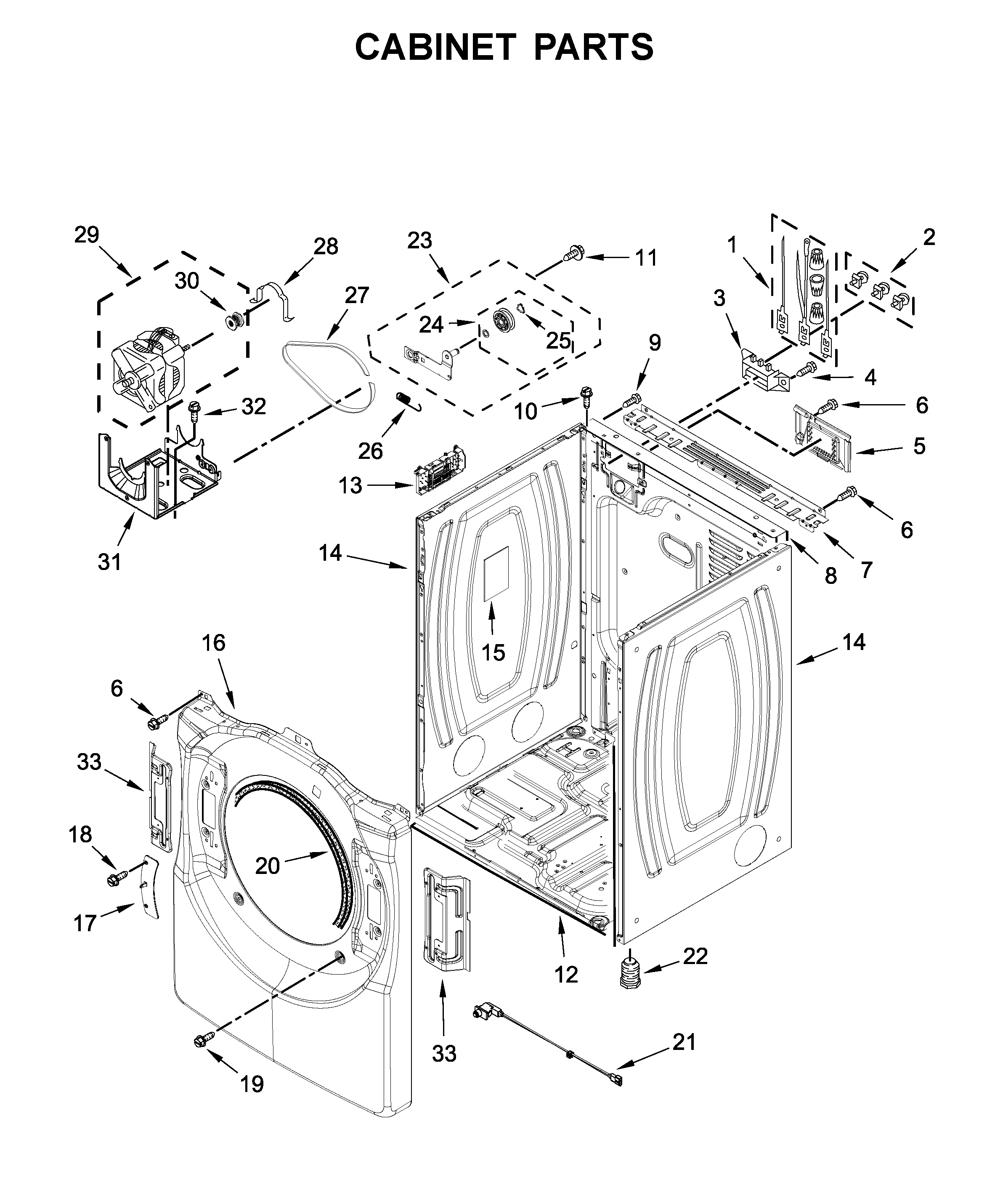 Whirlpool 7MWED6613HW1 cabinet parts diagram