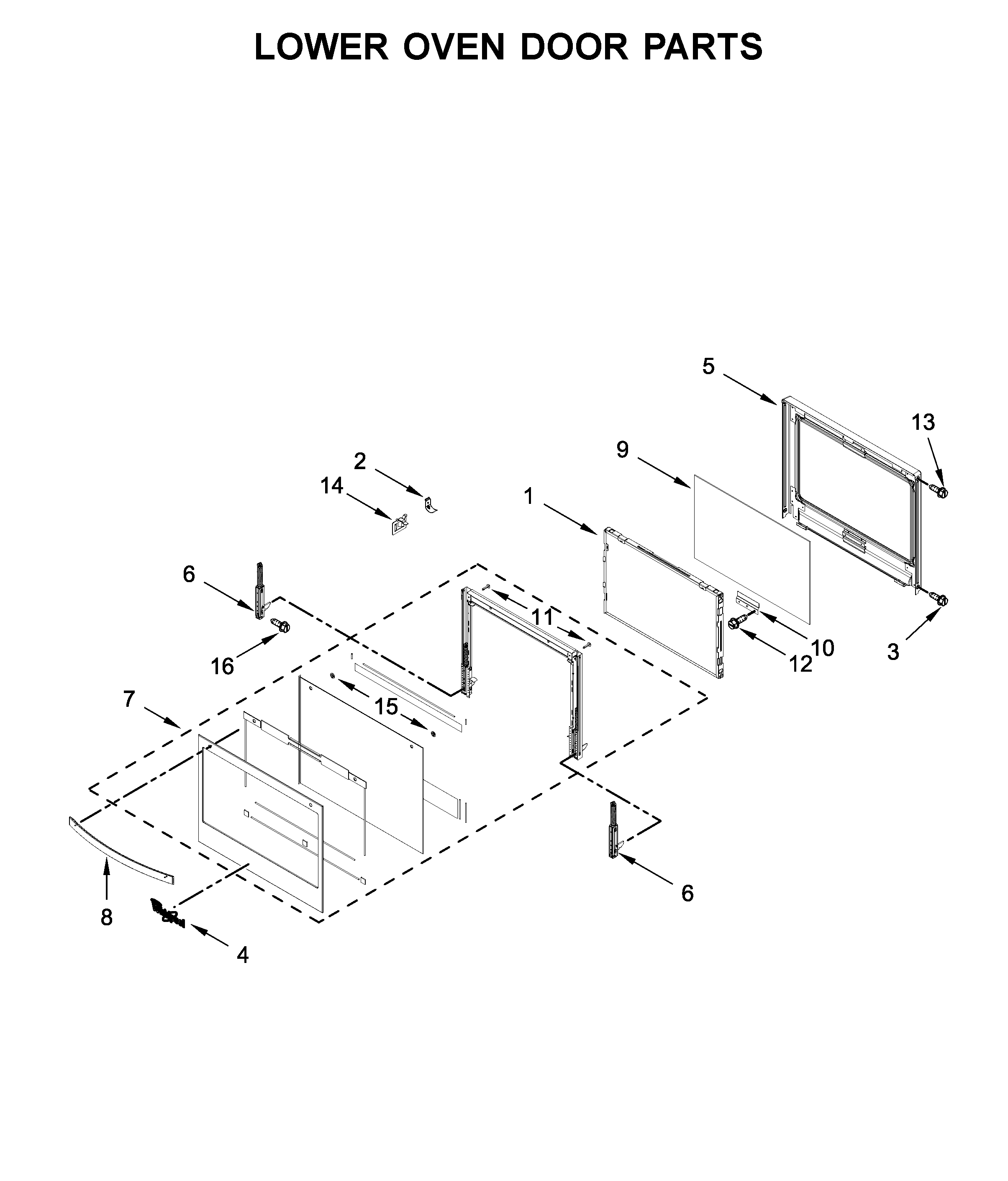 Whirlpool WOD77EC7HV00 lower oven door parts diagram