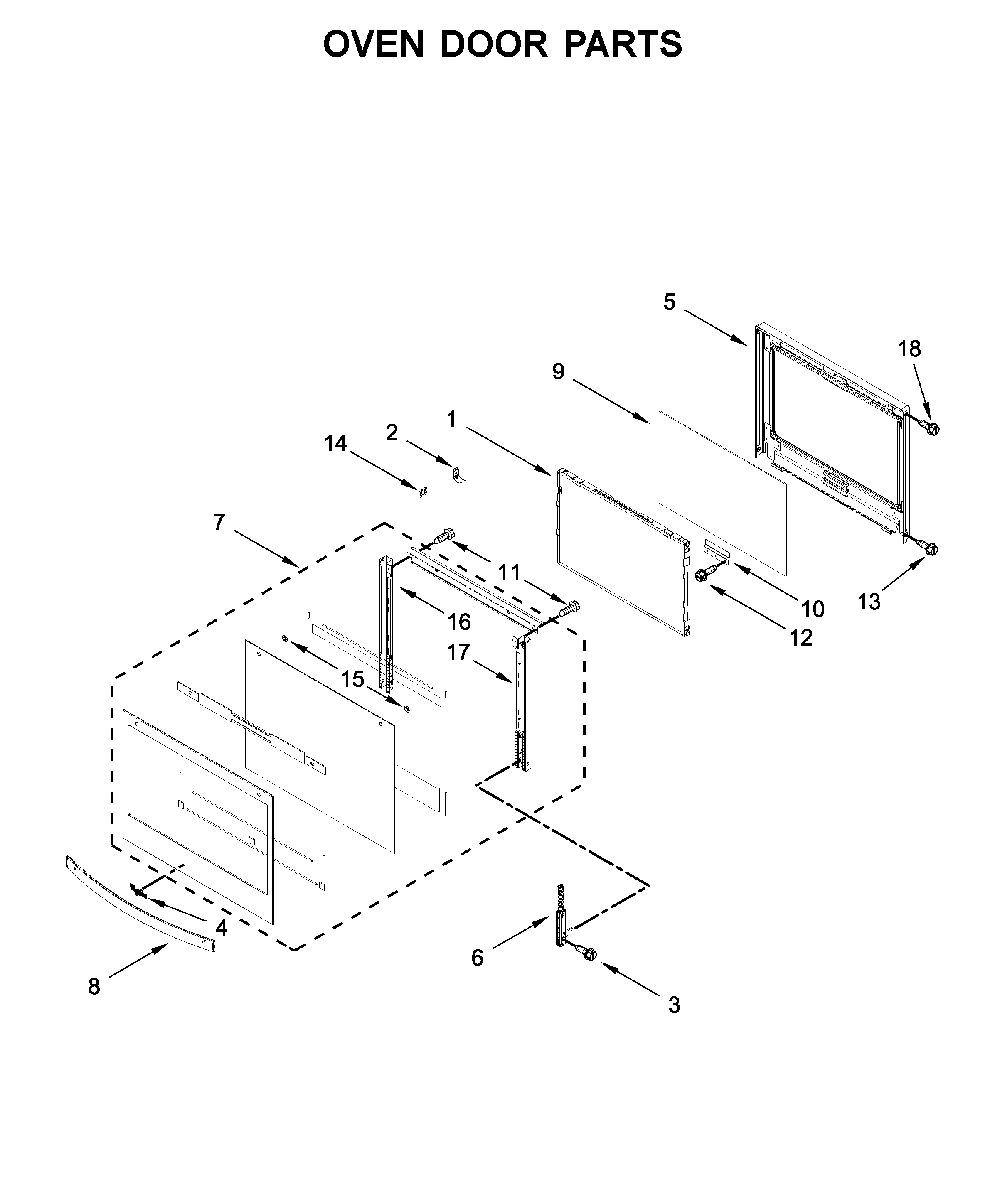 Whirlpool WOS31ES0JS00 oven door parts diagram