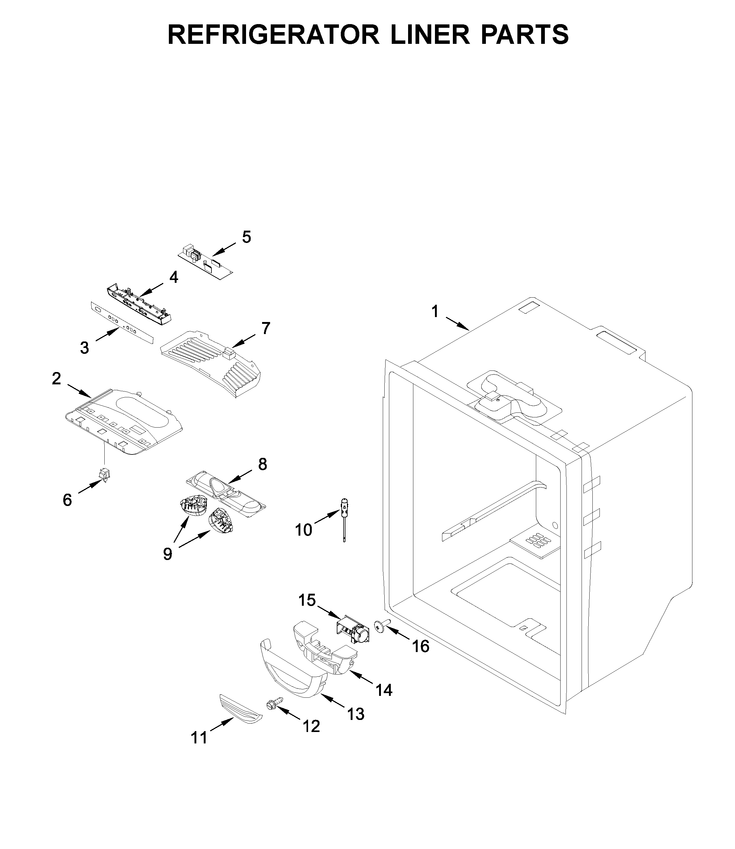 Maytag MBF2258FEZ03 refrigerator liner parts diagram