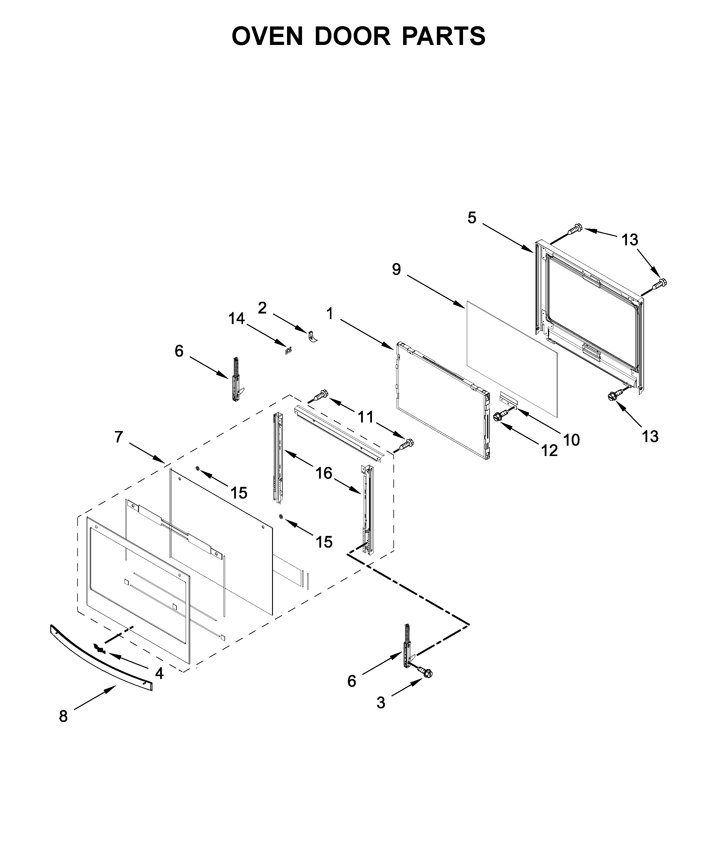 Whirlpool WOC75EC7HS02 oven door parts diagram