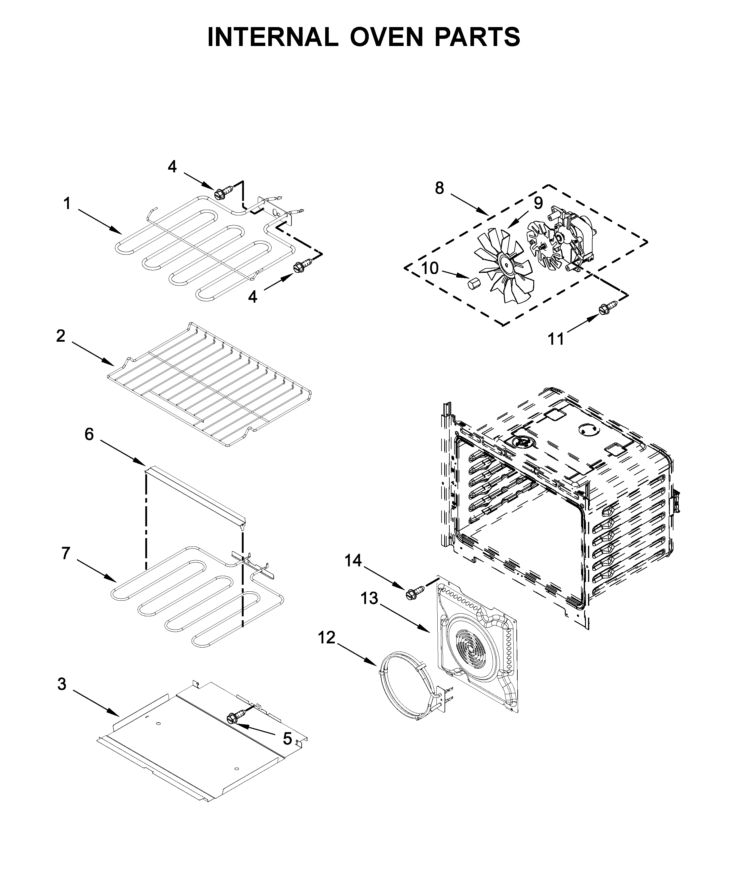 Whirlpool WOC75EC7HS02 internal oven parts diagram