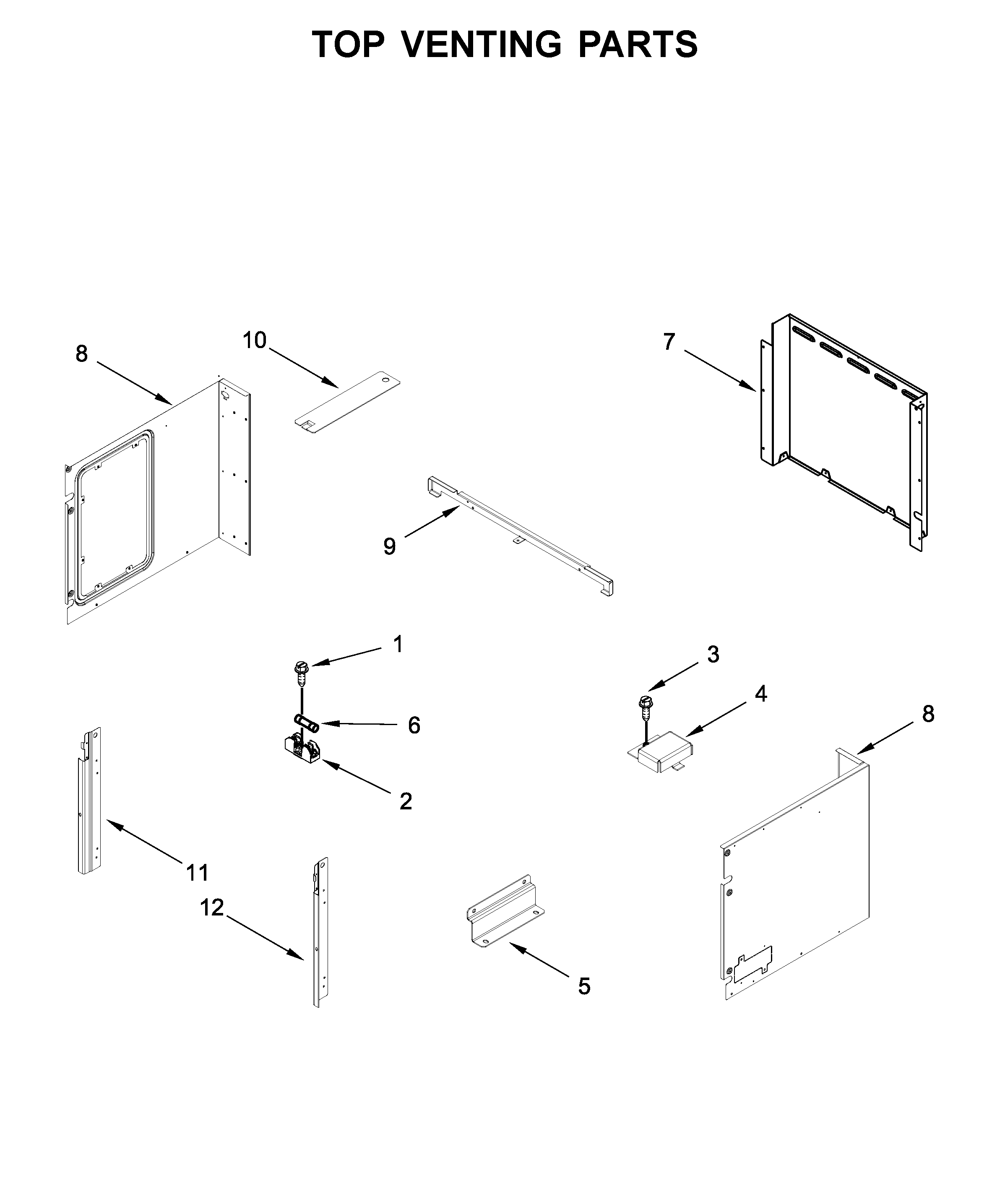 Whirlpool WOC75EC7HS02 top venting parts diagram