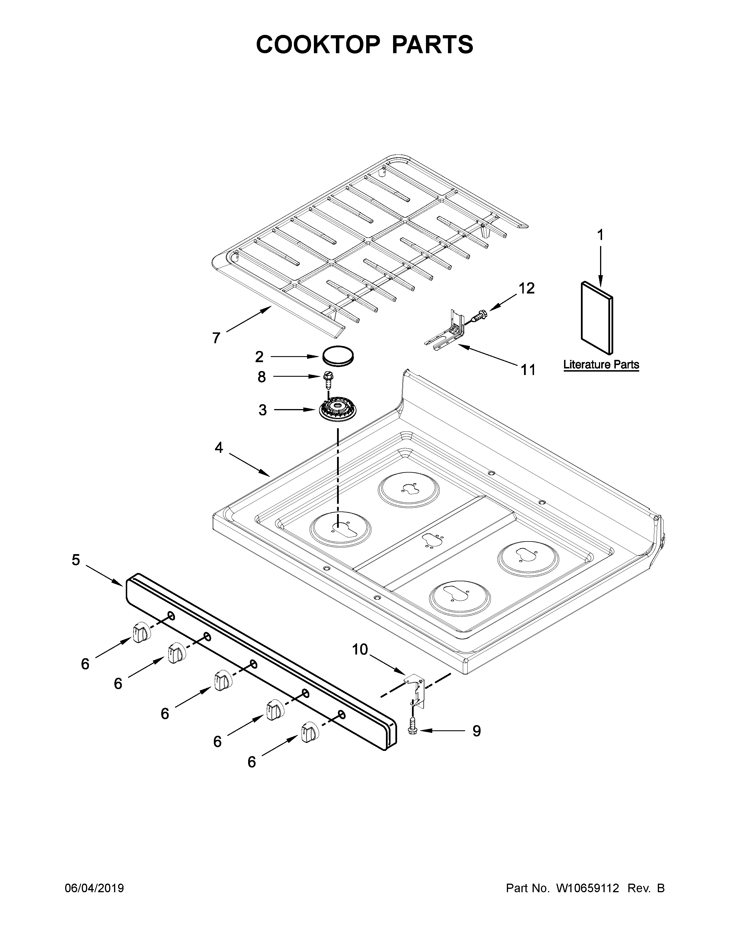 Whirlpool WFG524SLAS2 cooktop parts diagram