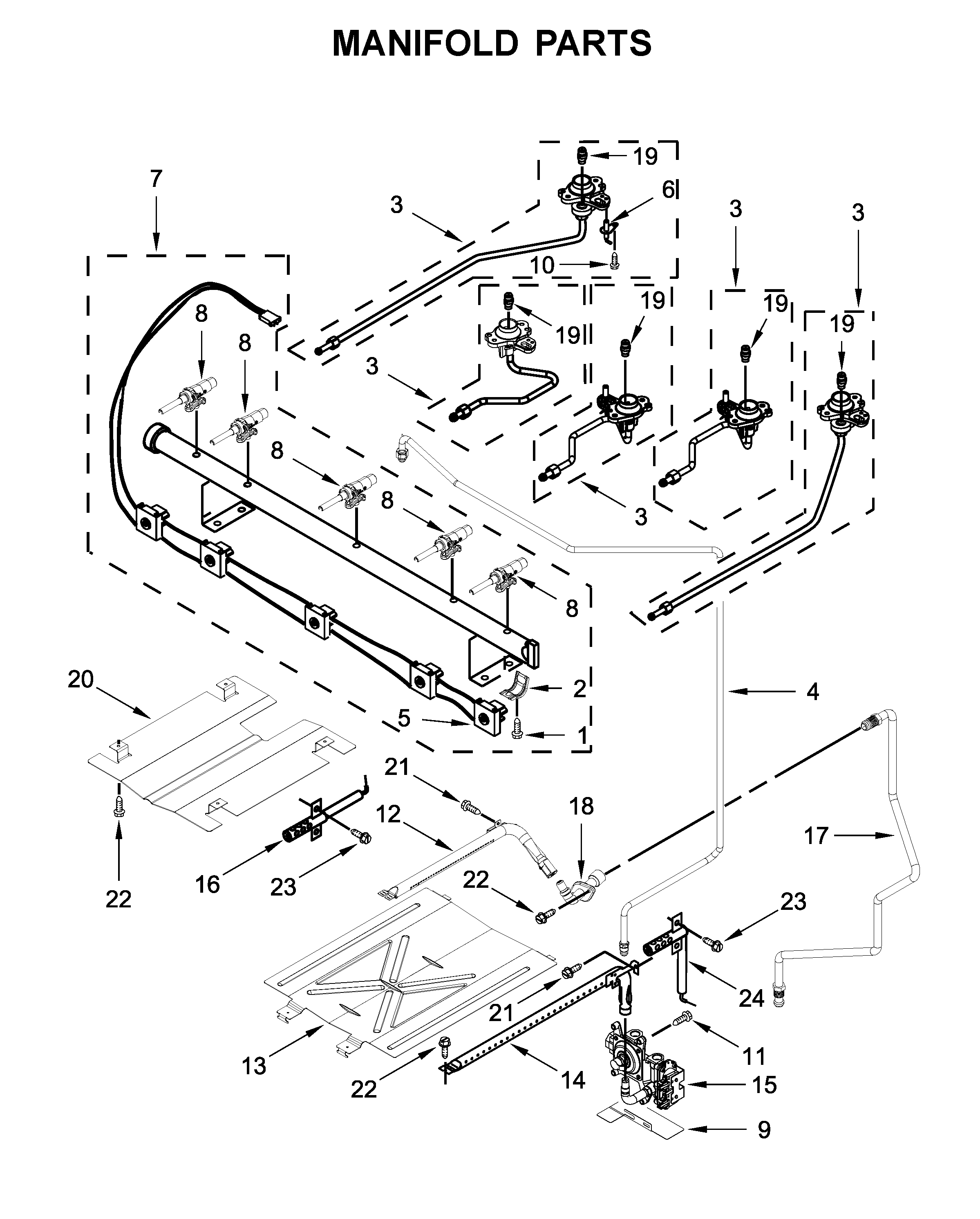 Whirlpool WFG524SLAS2 manifold parts diagram