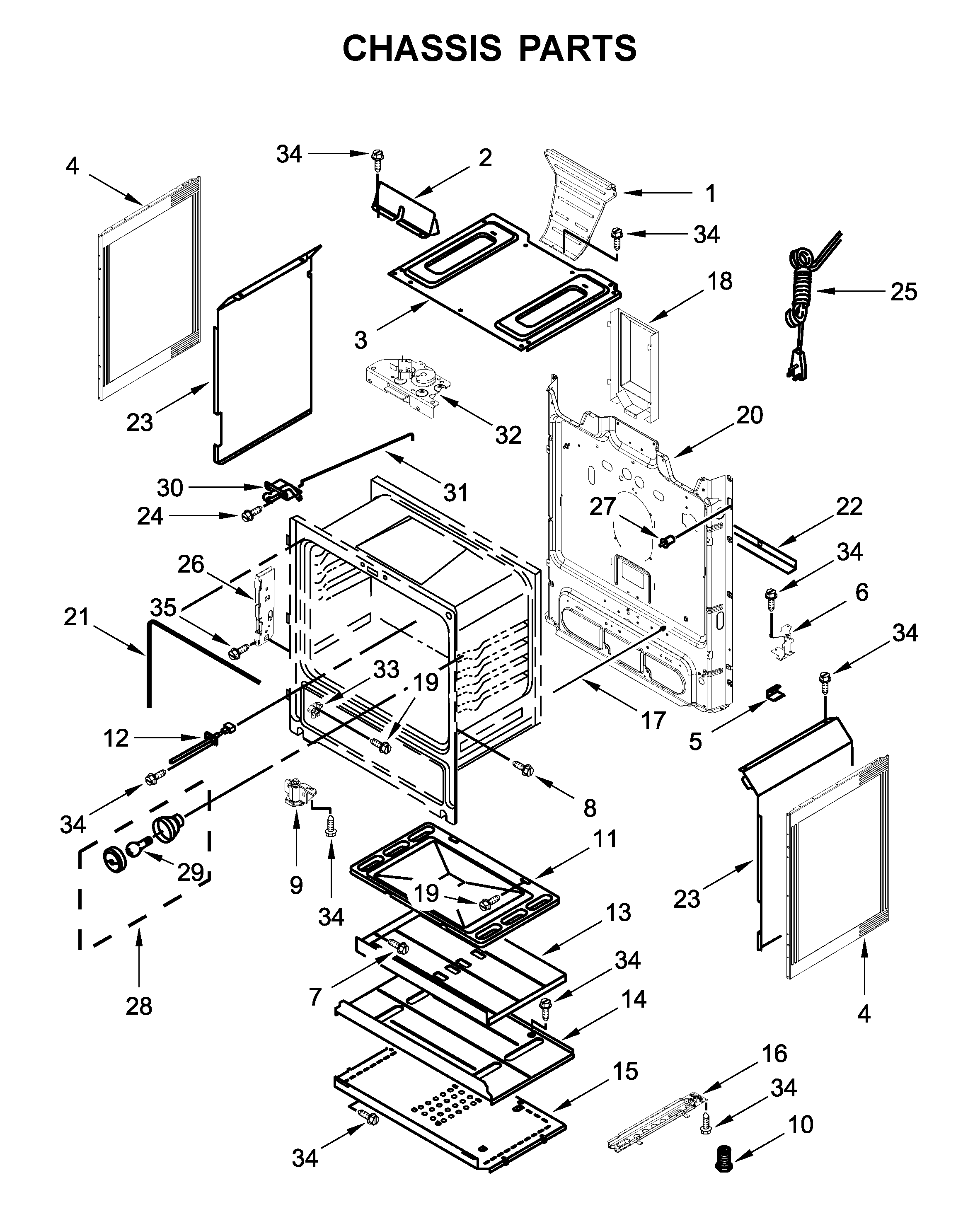 Whirlpool WFG524SLAS2 chassis parts diagram