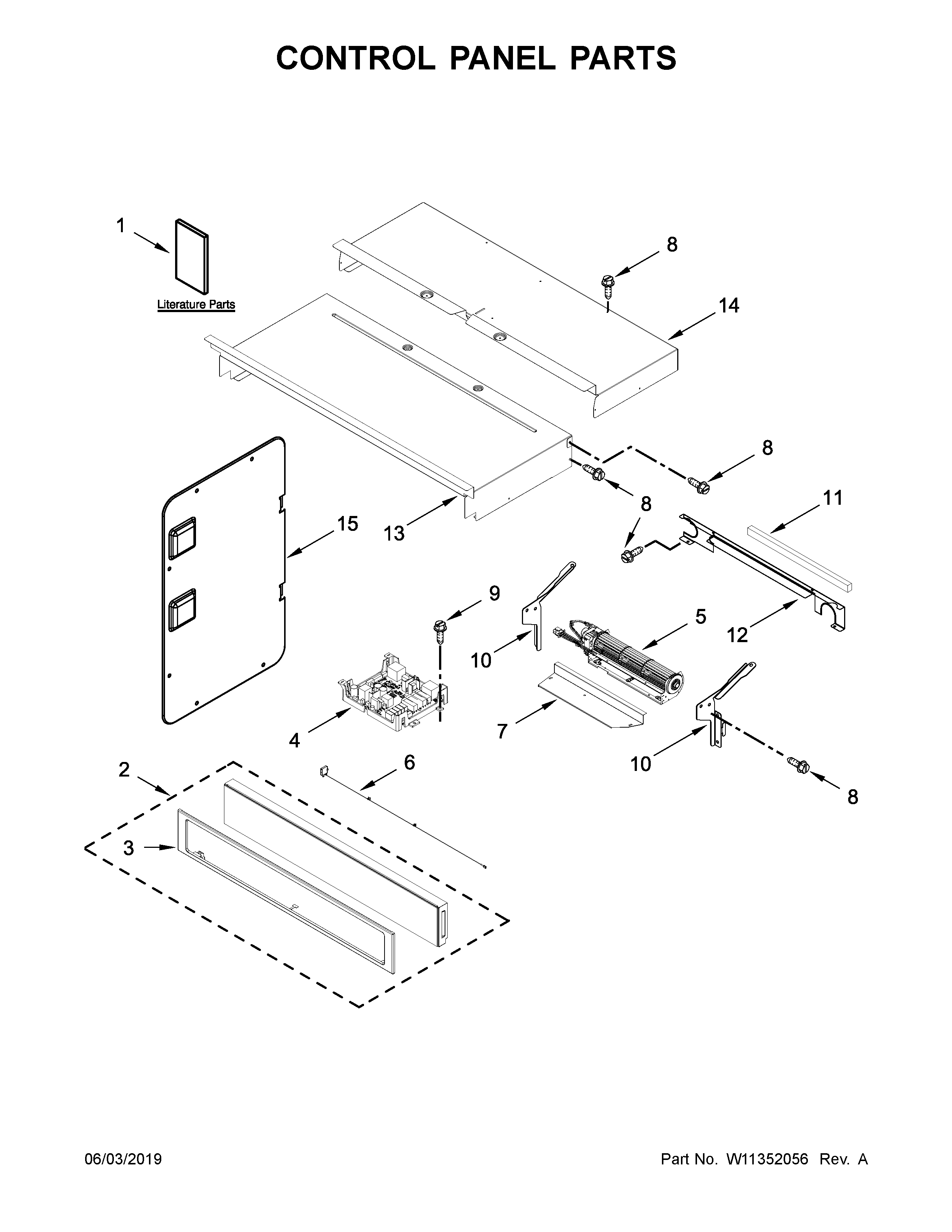 Whirlpool WOC54EC7HB02 control panel parts diagram