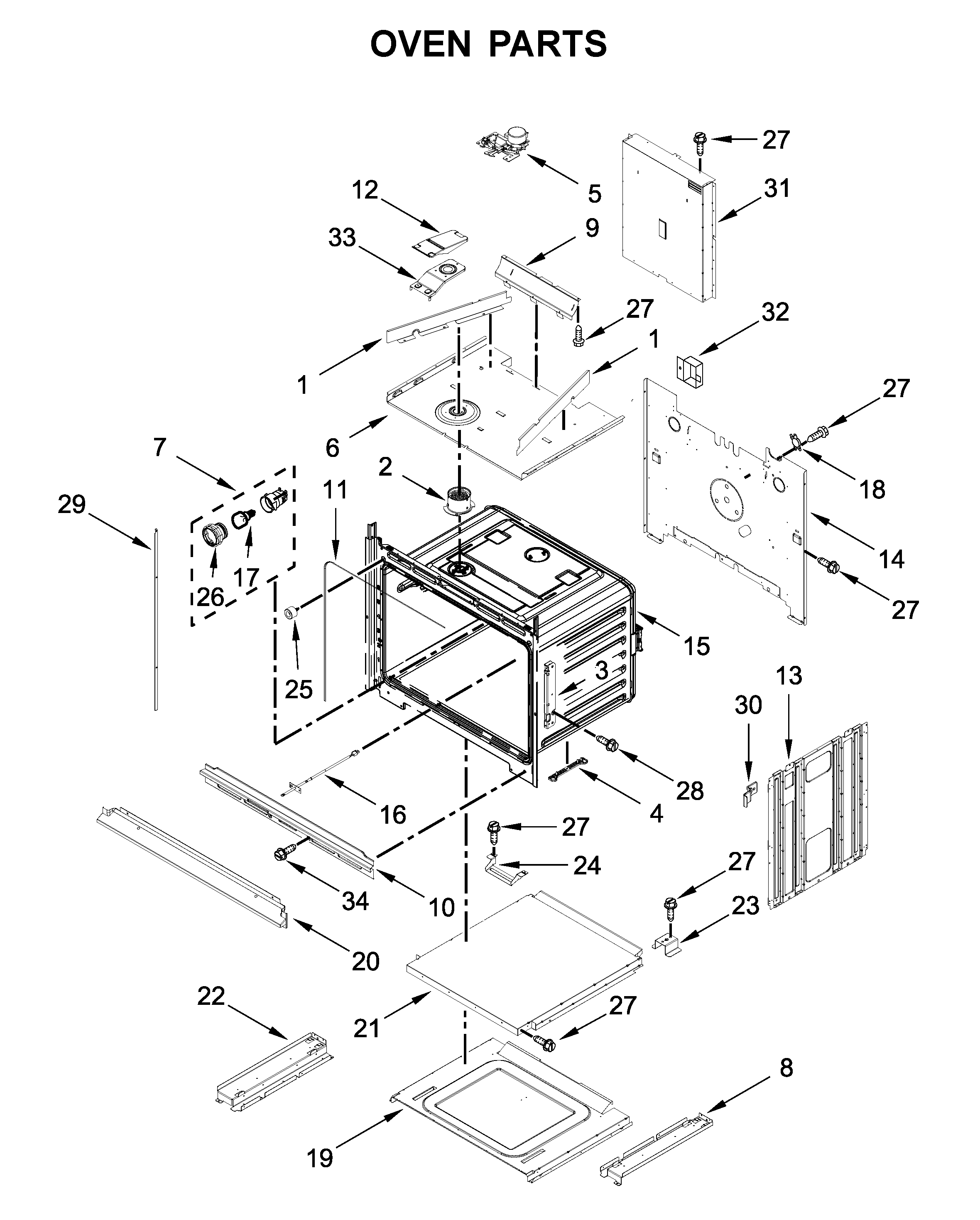 Whirlpool WOC54EC7HB02 oven parts diagram