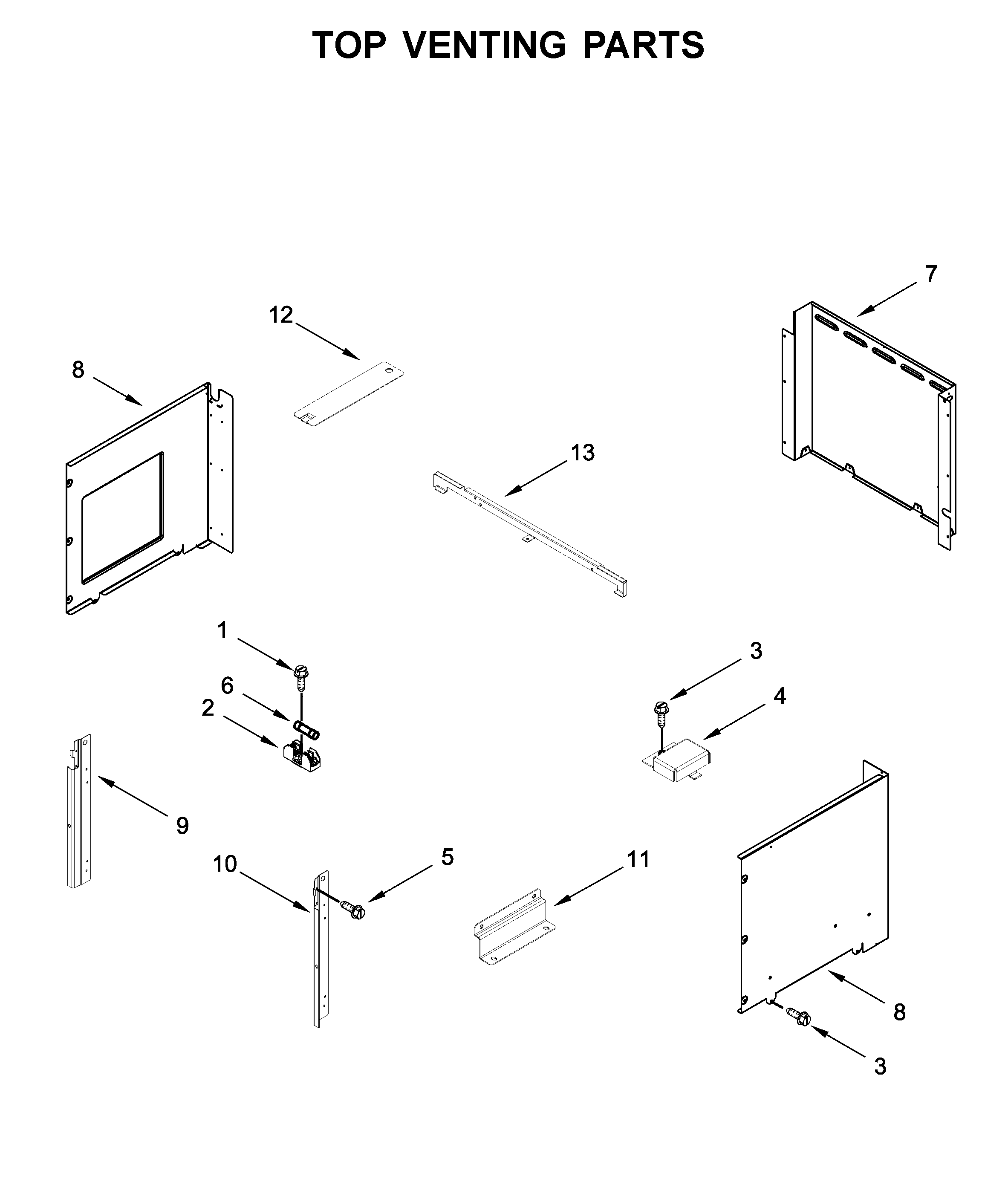 Whirlpool WOC54EC7HB02 top venting parts diagram