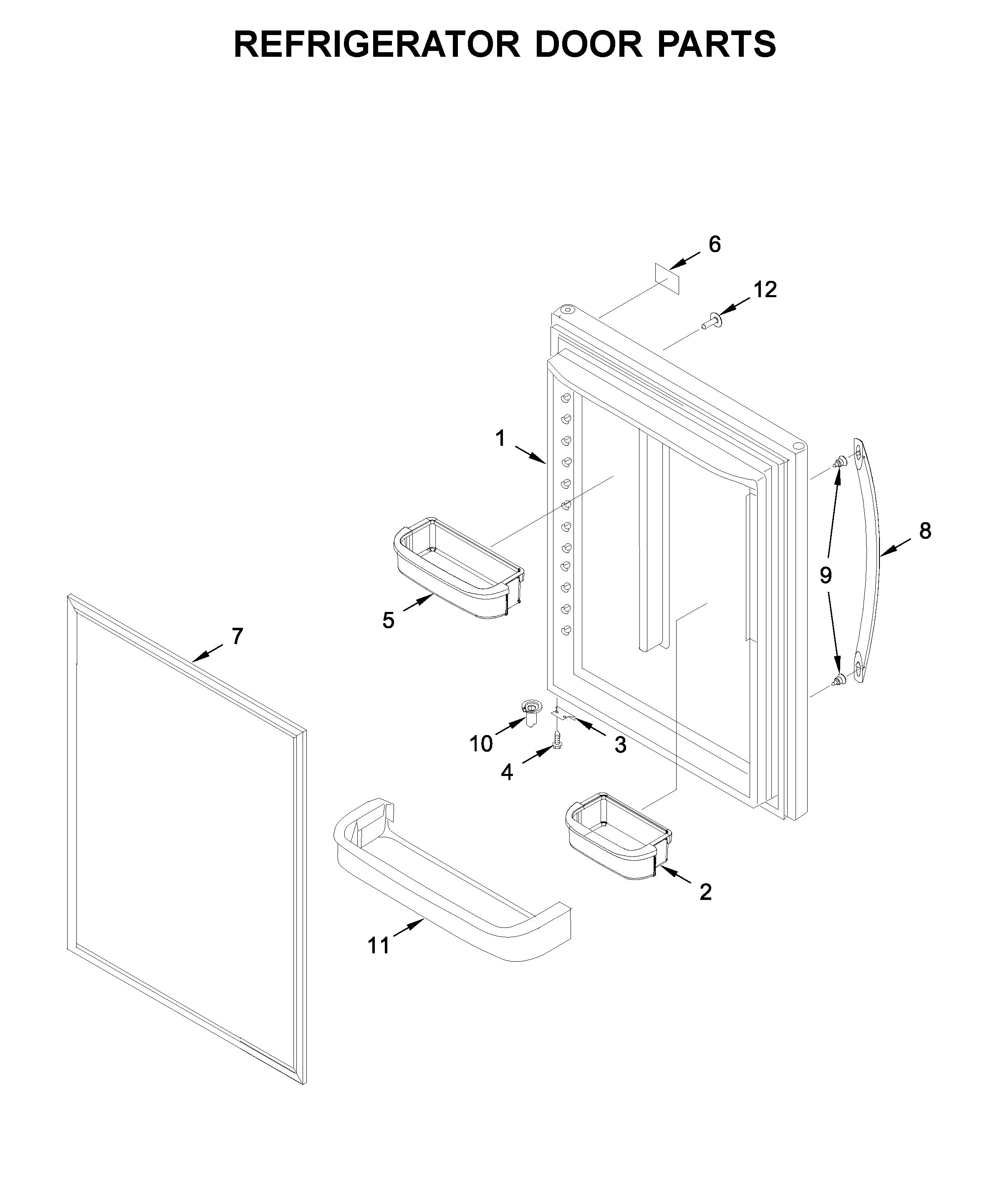 Whirlpool WRB329DFBW01 refrigerator door parts diagram