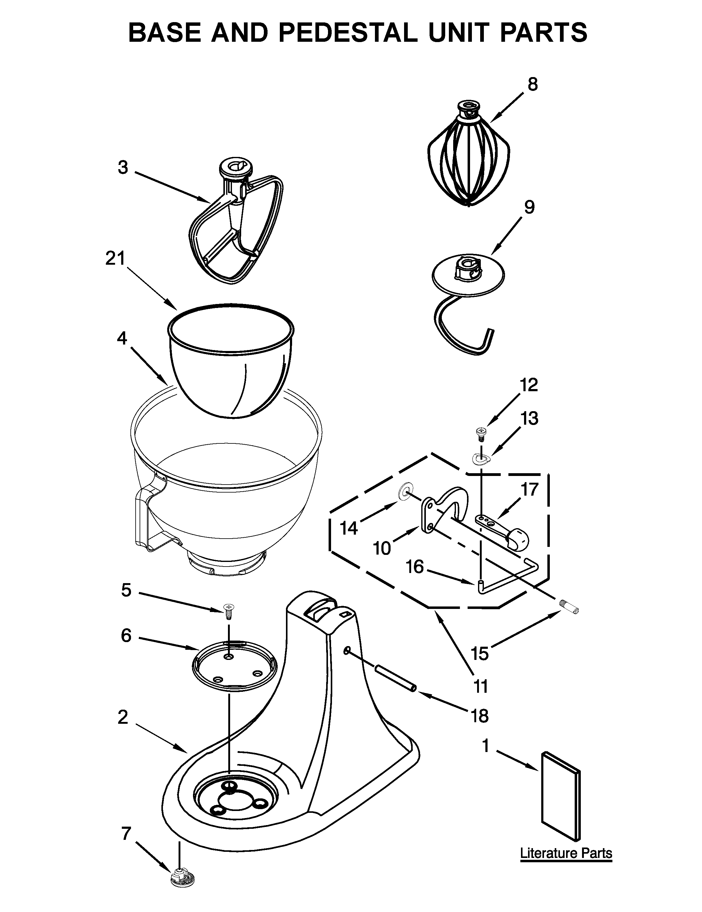 KitchenAid KSM88PT0 base and pedestal unit parts diagram