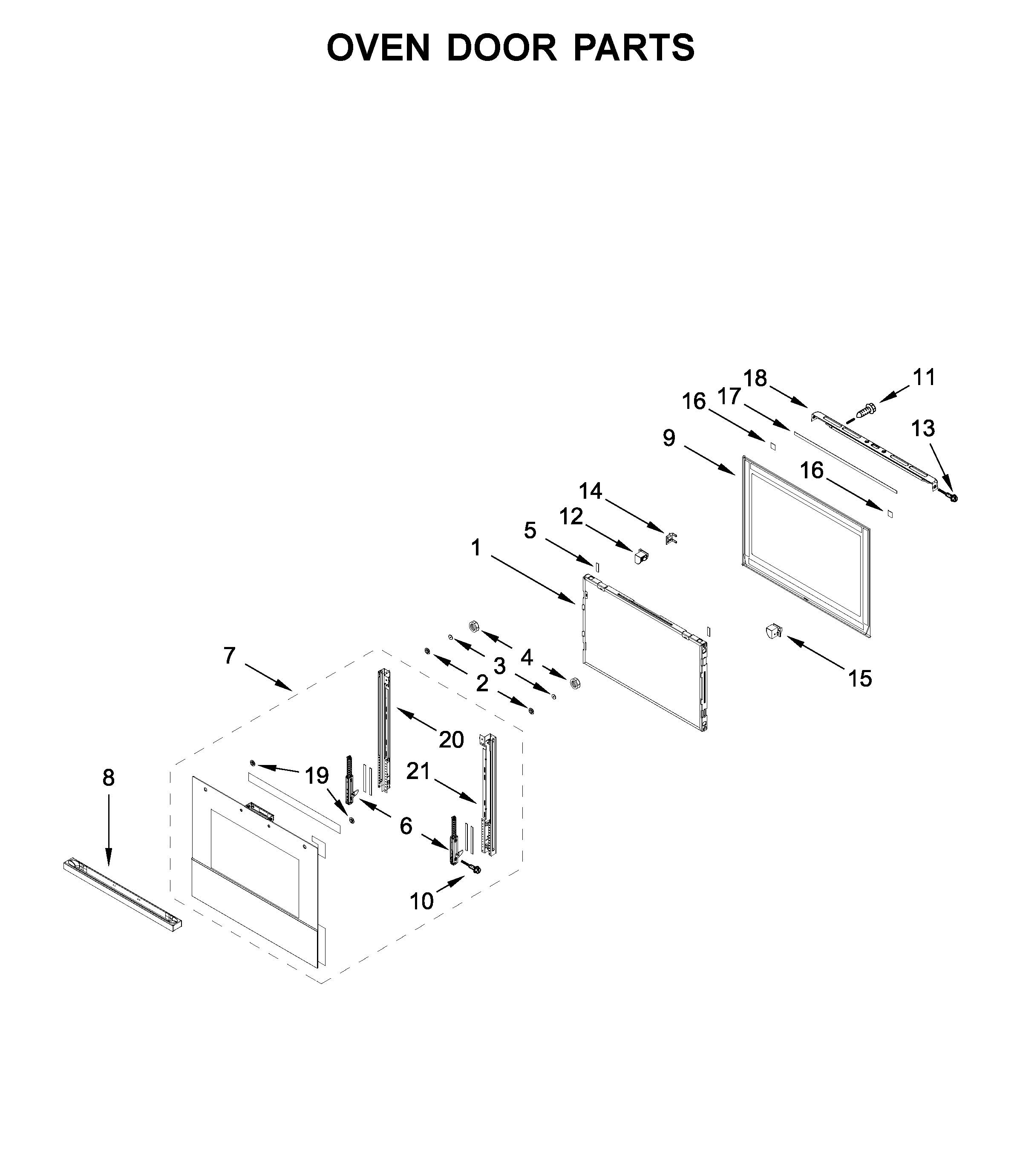 Jenn-Air JJW2430IM00 oven door parts diagram