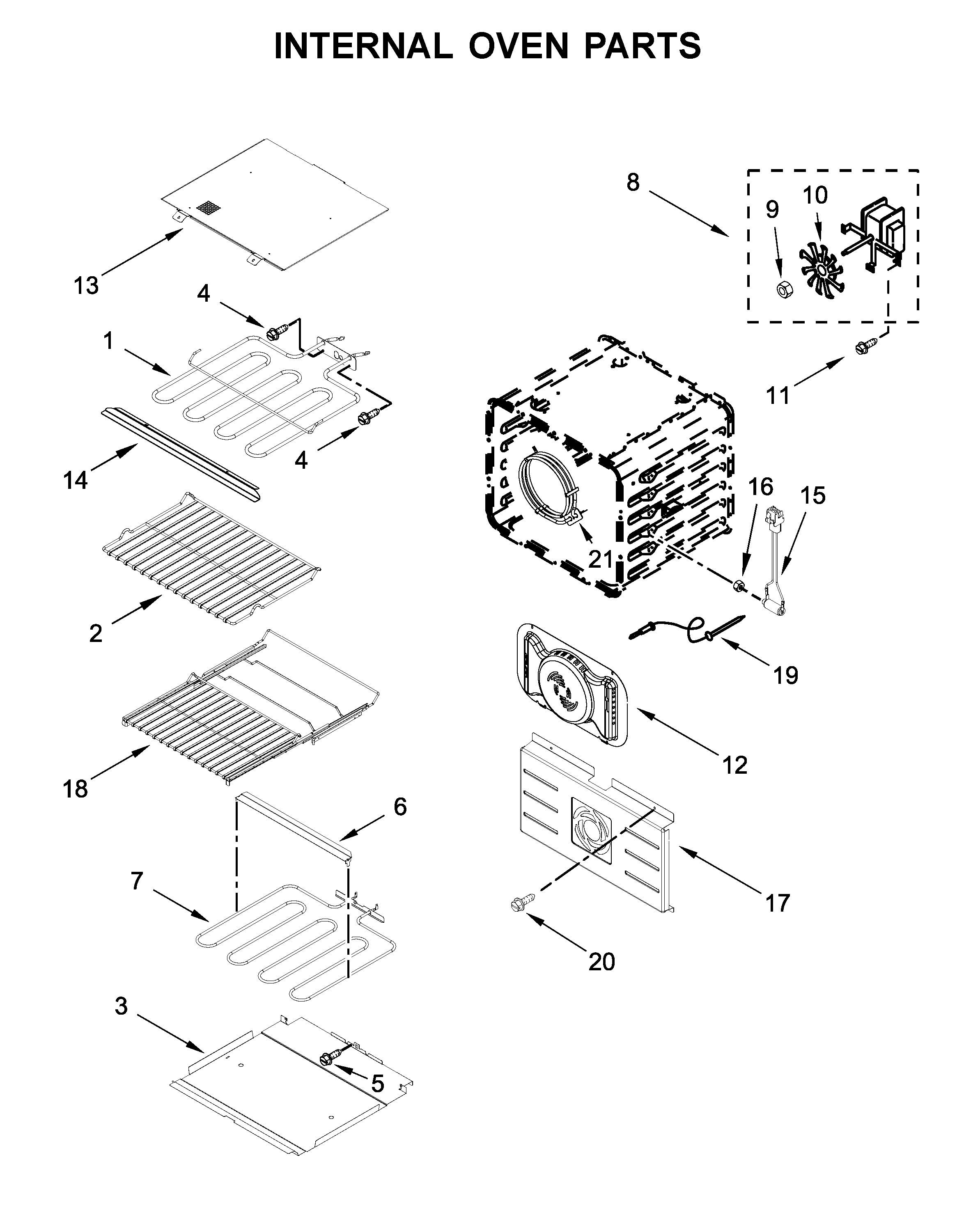 Jenn-Air JJW2430IM00 internal oven parts diagram