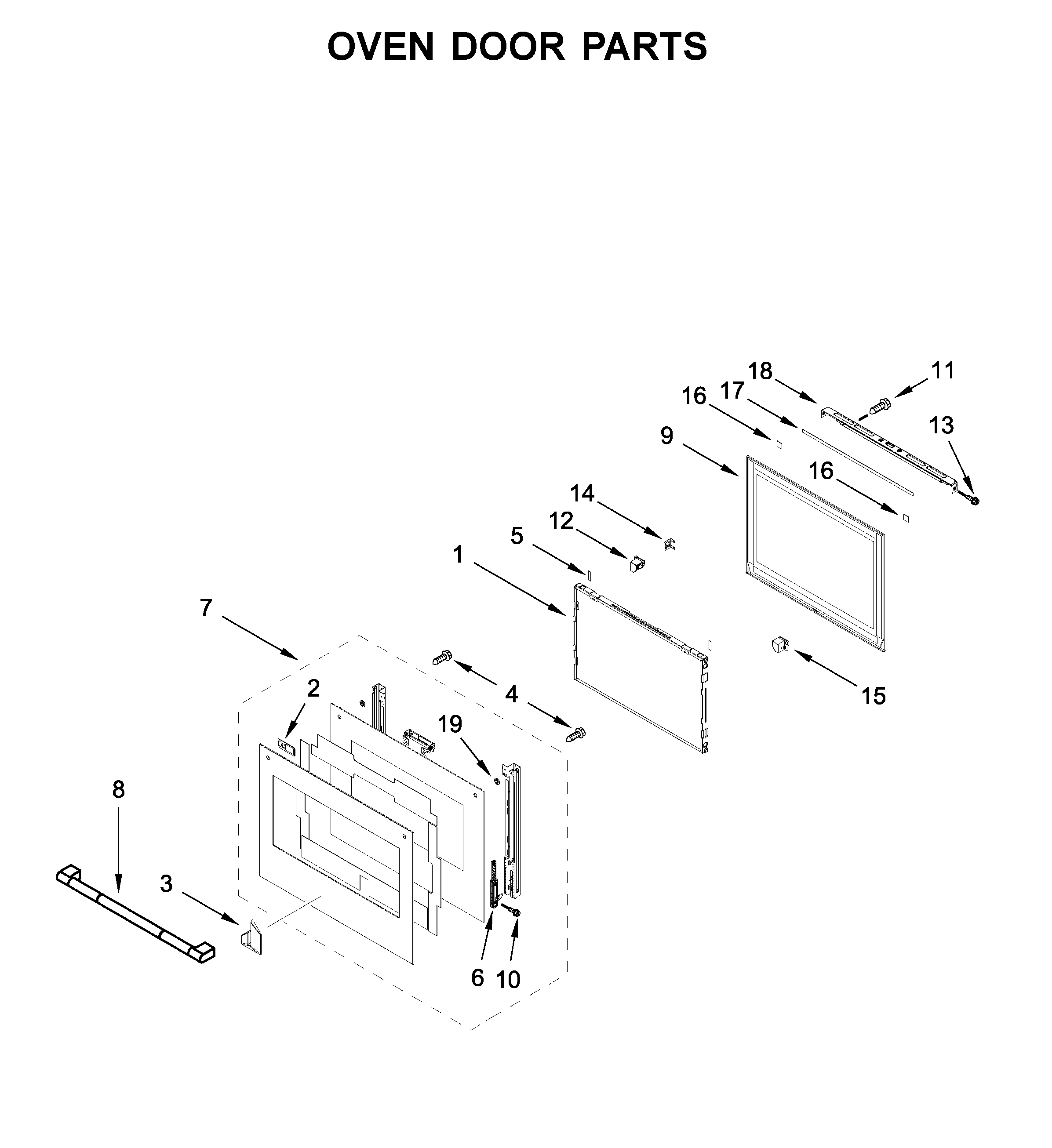 Jenn-Air JJW2430IL00 oven door parts diagram