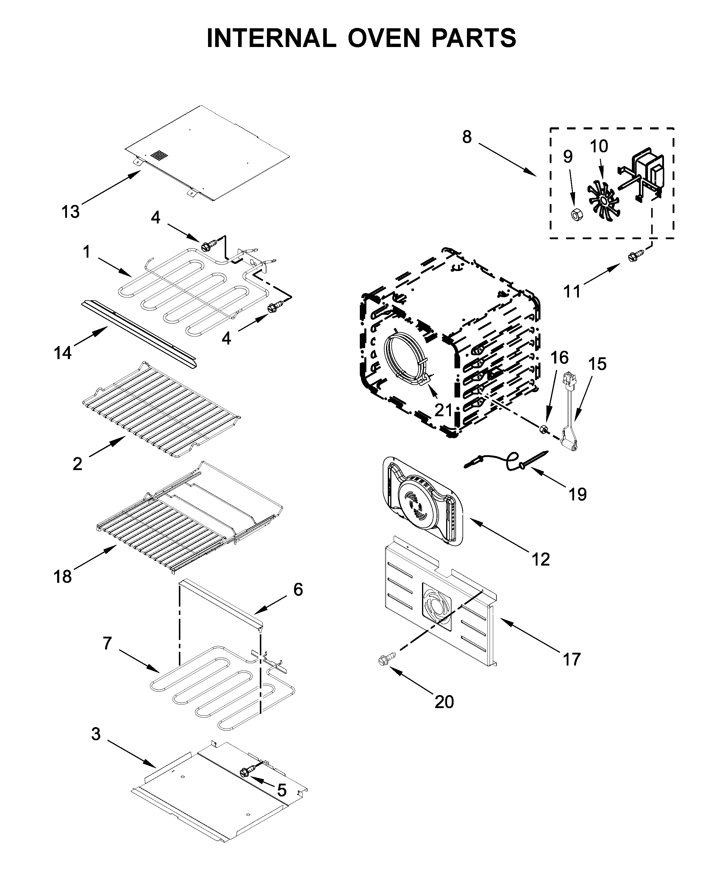 Jenn-Air JJW2430IL00 internal oven parts diagram