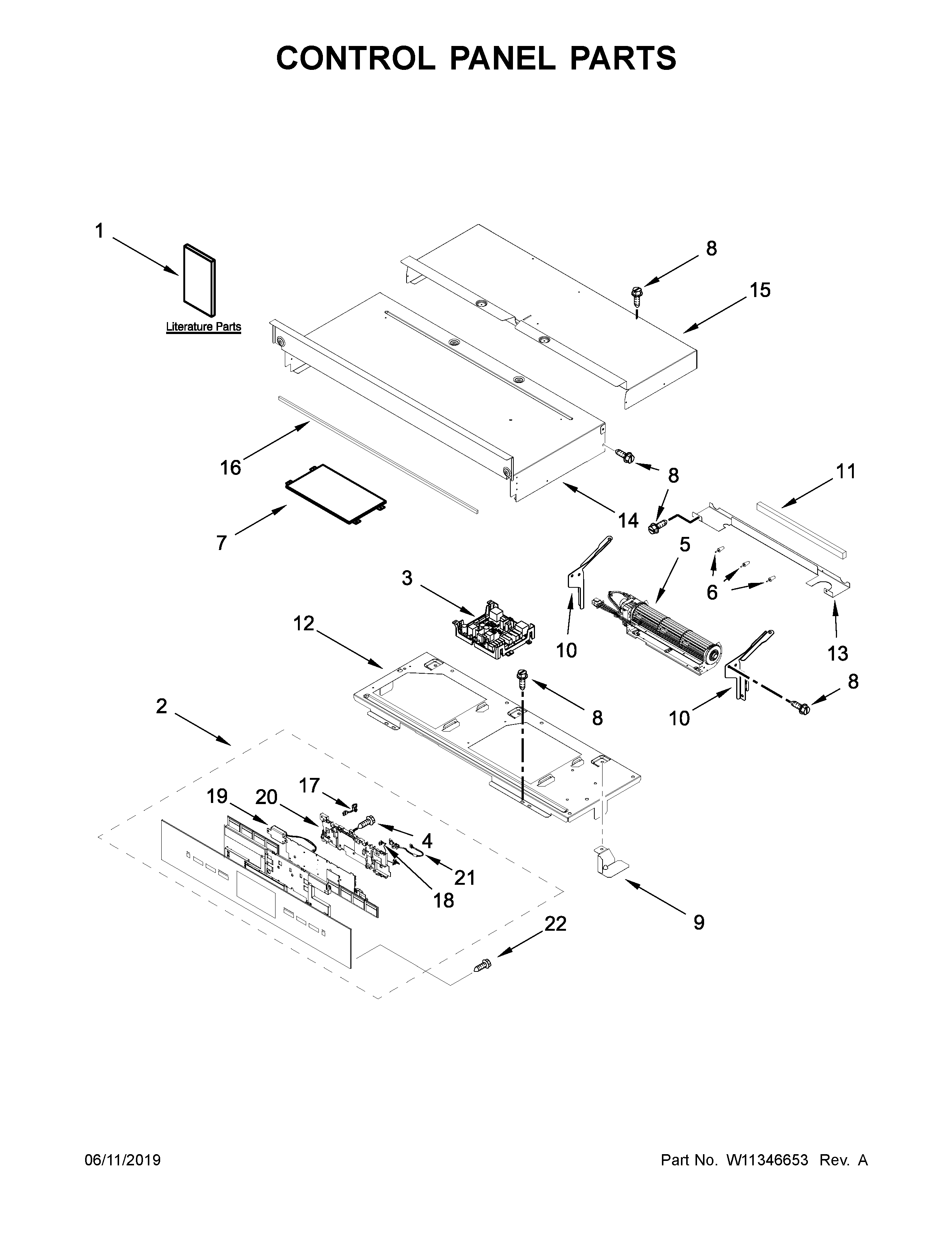 Jenn-Air JJW2830IM00 control panel parts diagram
