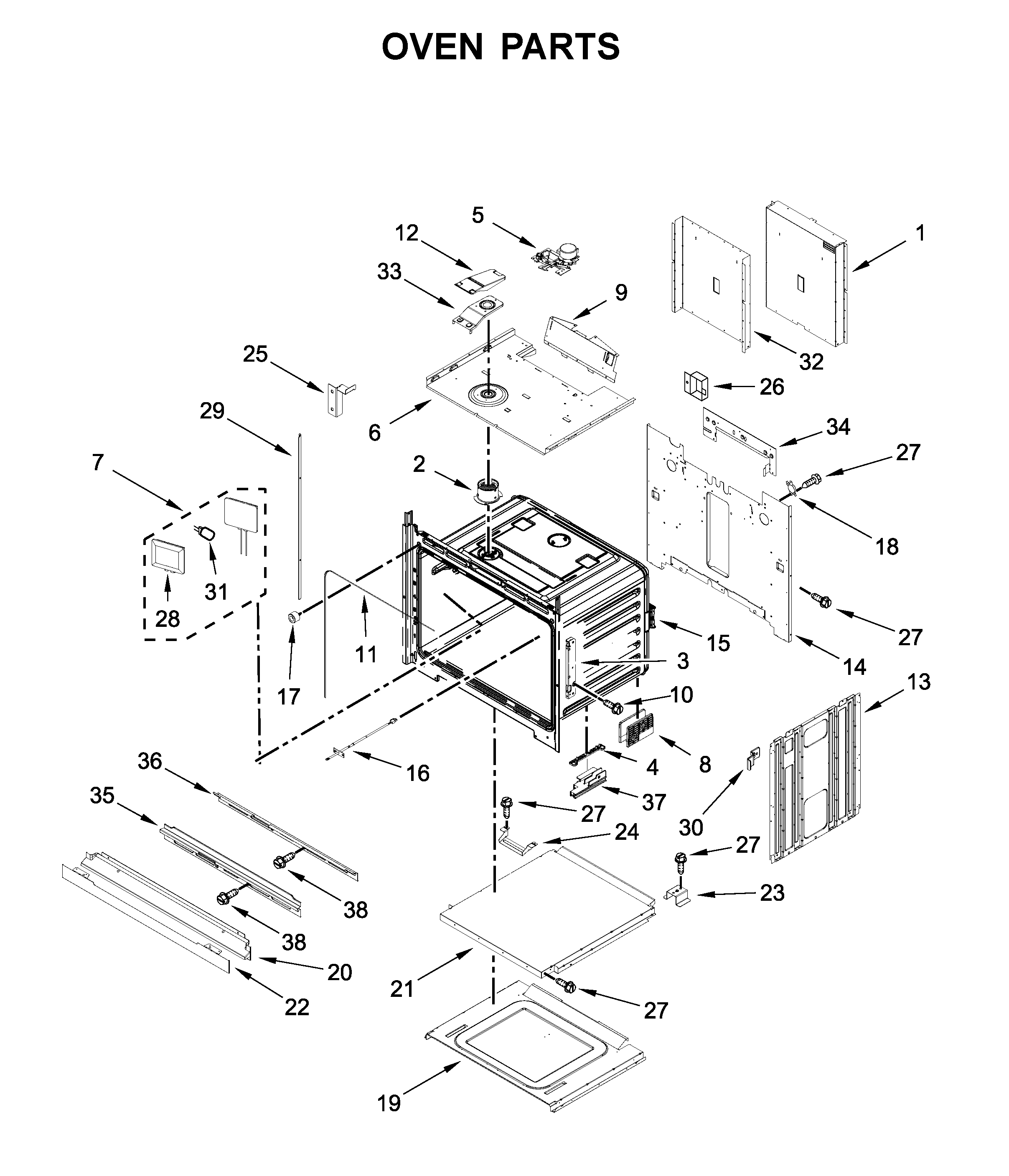 Jenn-Air JJW2830IM00 oven parts diagram