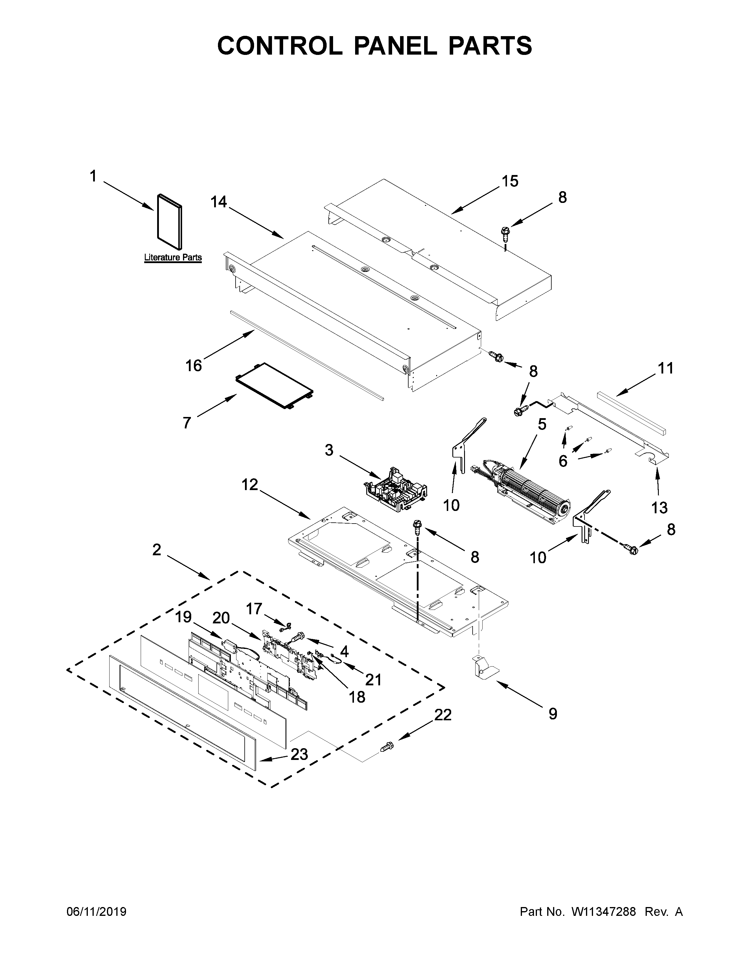 Jenn-Air JJW2830IL00 control panel parts diagram