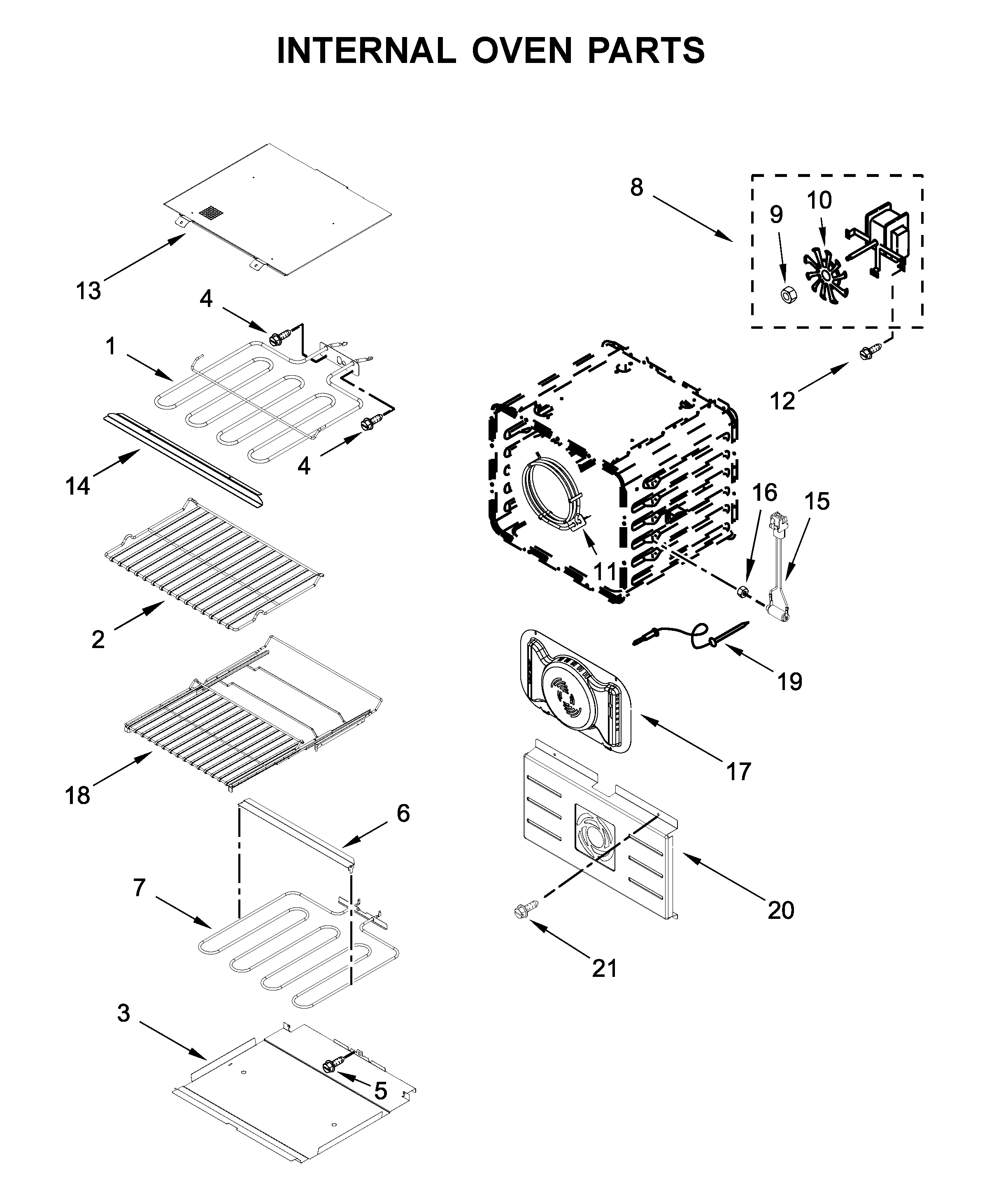 Jenn-Air JJW2830IL00 internal oven parts diagram