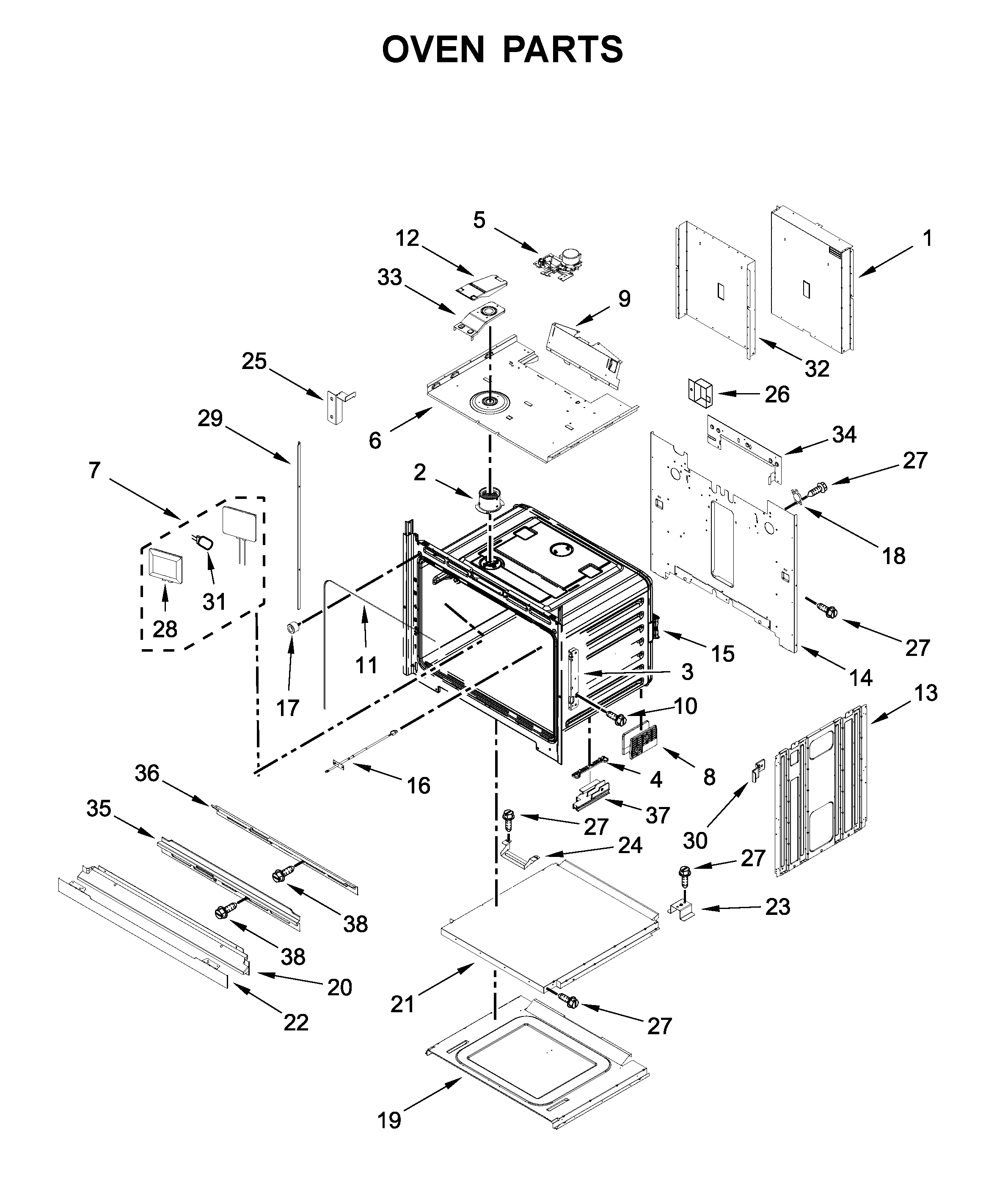 Jenn-Air JJW2827IM00 oven parts diagram