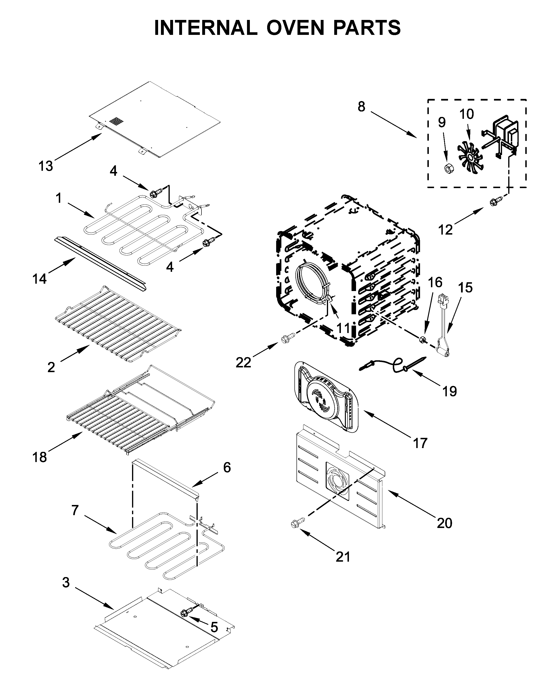 Jenn-Air JJW2827IM00 internal oven parts diagram
