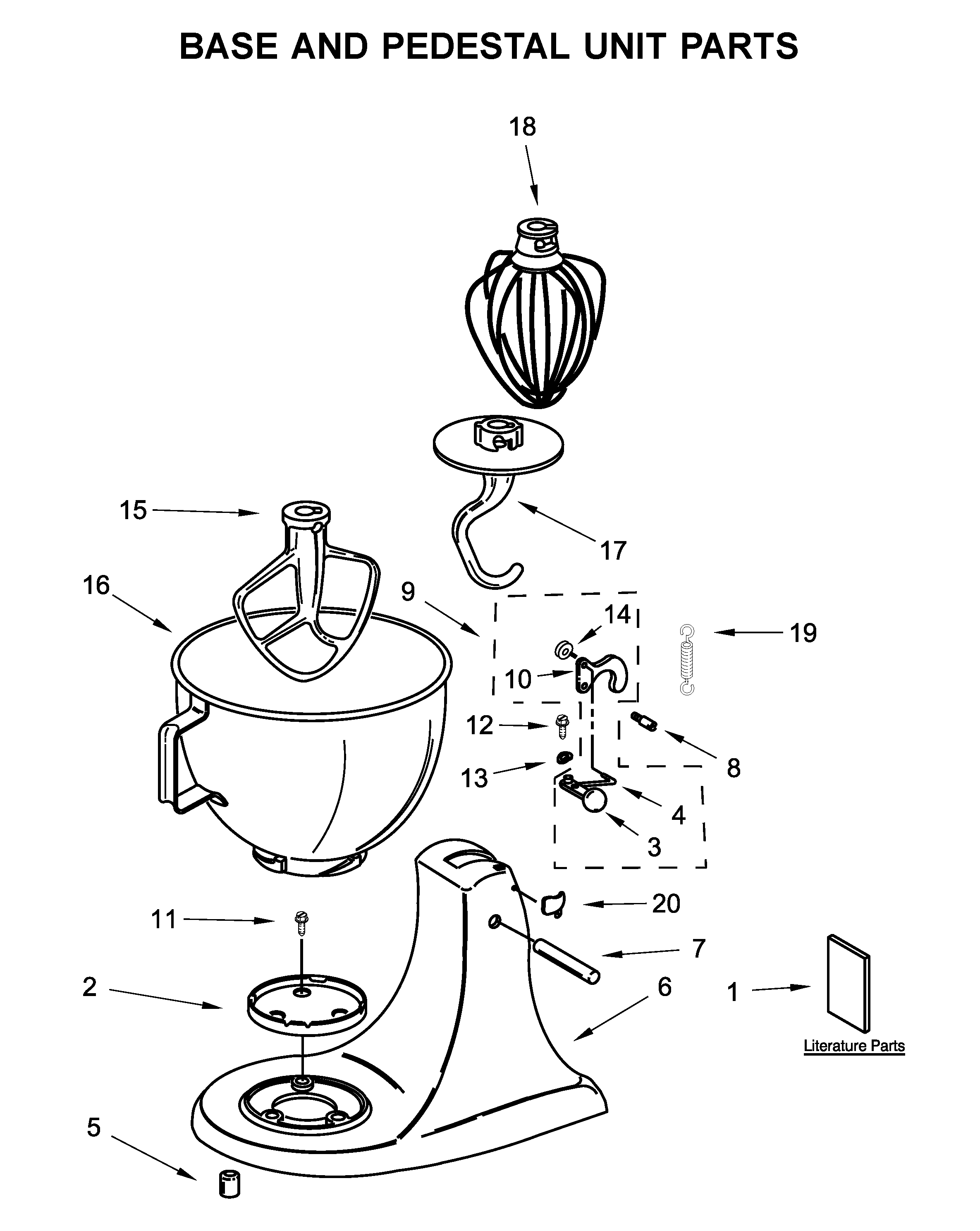 KitchenAid 5KSM156HMEMH4 base and pedestal unit parts diagram