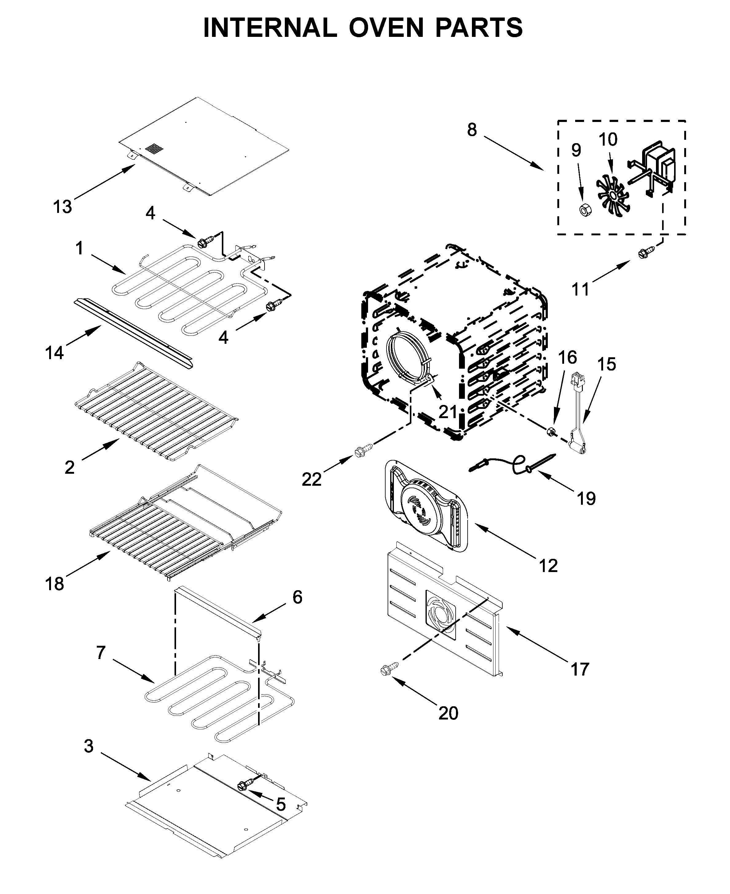 Jenn-Air JJW2427IM00 internal oven parts diagram