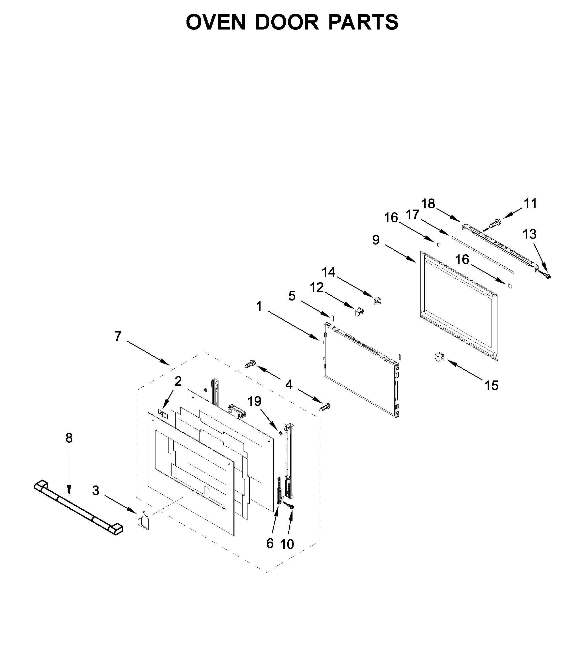 Jenn-Air JJW2427IL00 oven door parts diagram