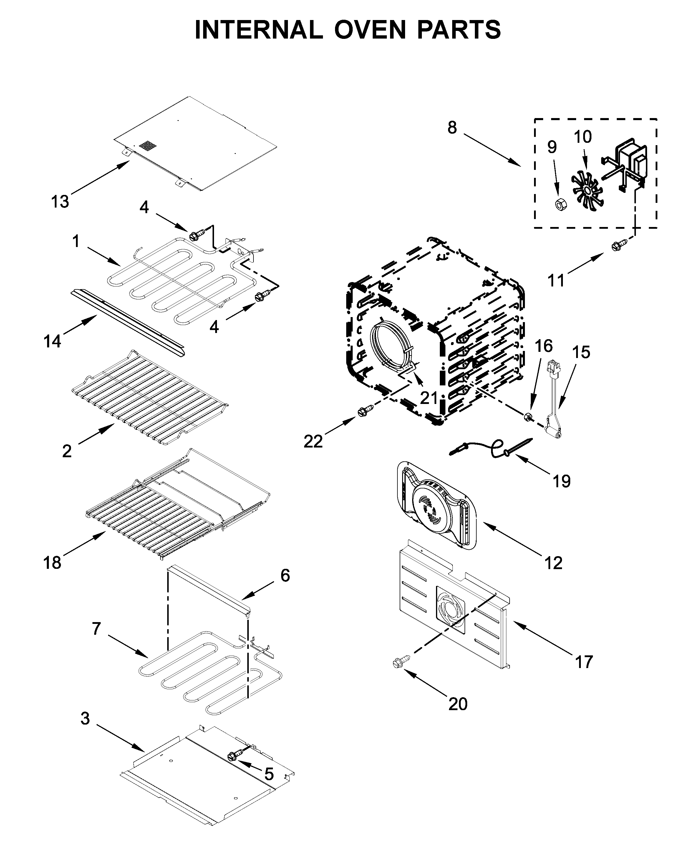 Jenn-Air JJW2427IL00 internal oven parts diagram
