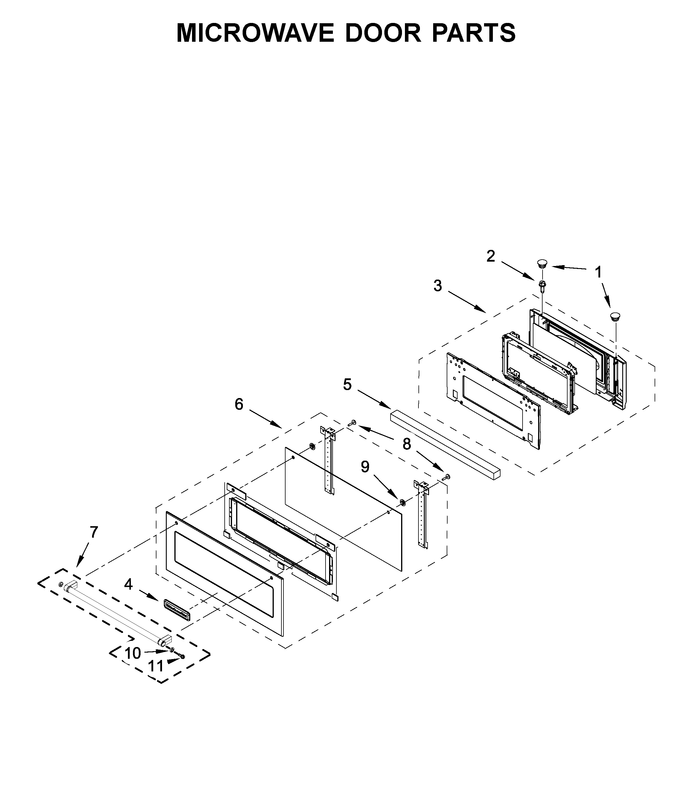 KitchenAid KMBP100EBS01 microwave door parts diagram