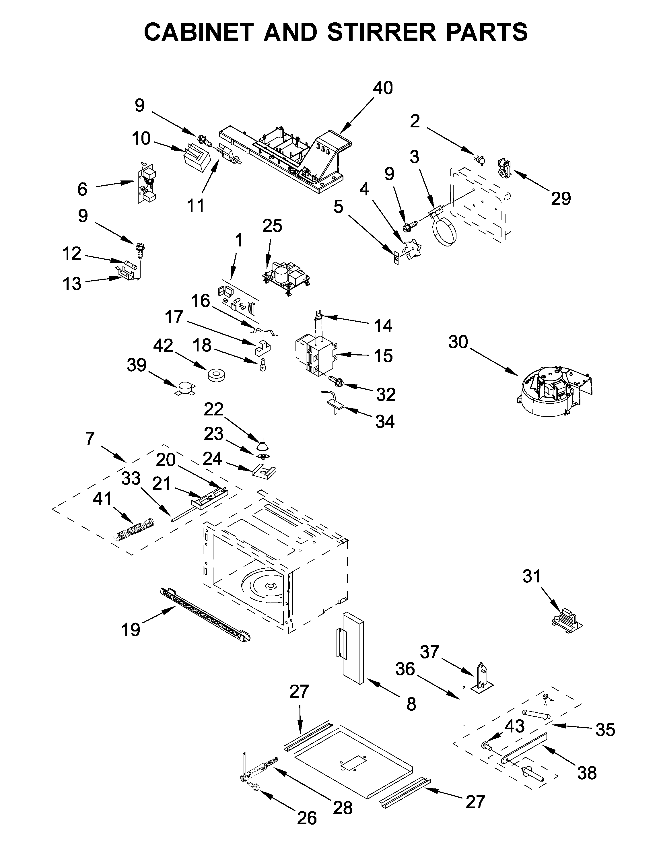 KitchenAid KMBP100EBS01 cabinet and stirrer parts diagram