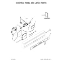 Whirlpool WDF518SAAB0 control panel and latch parts diagram