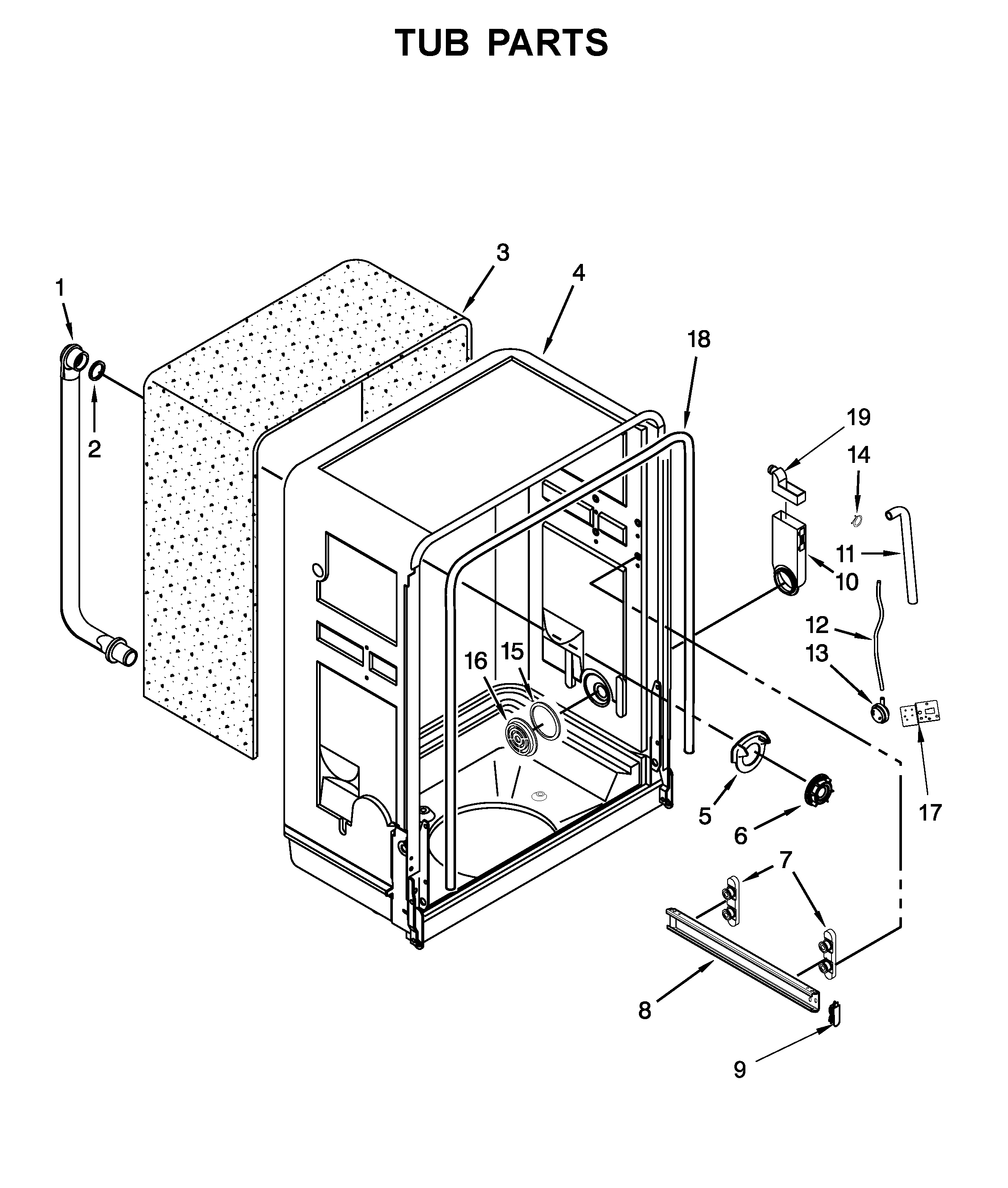 Whirlpool WDF518SAAW0 tub parts diagram