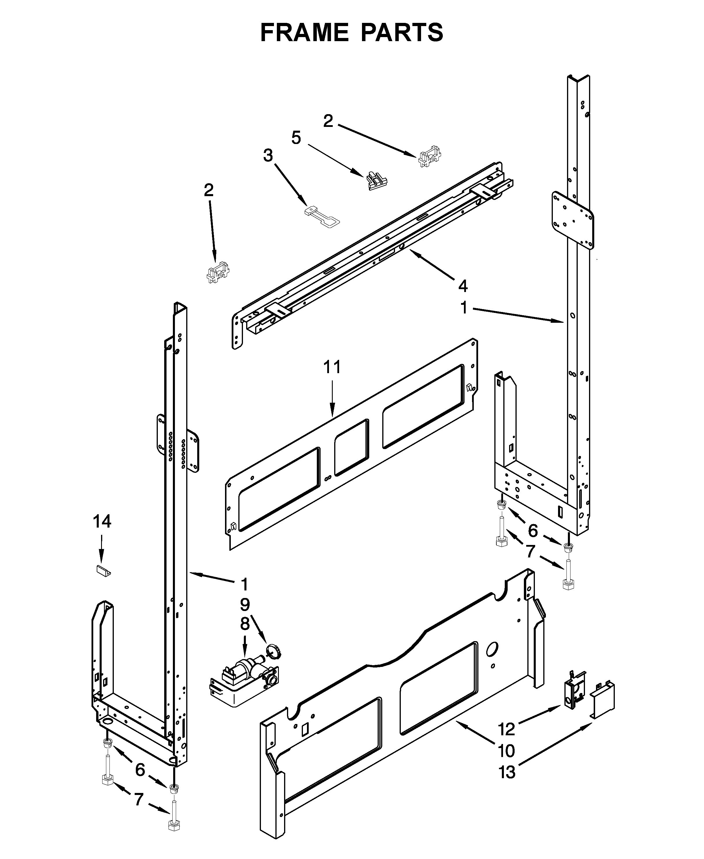 Whirlpool WDF518SAAW0 frame parts diagram