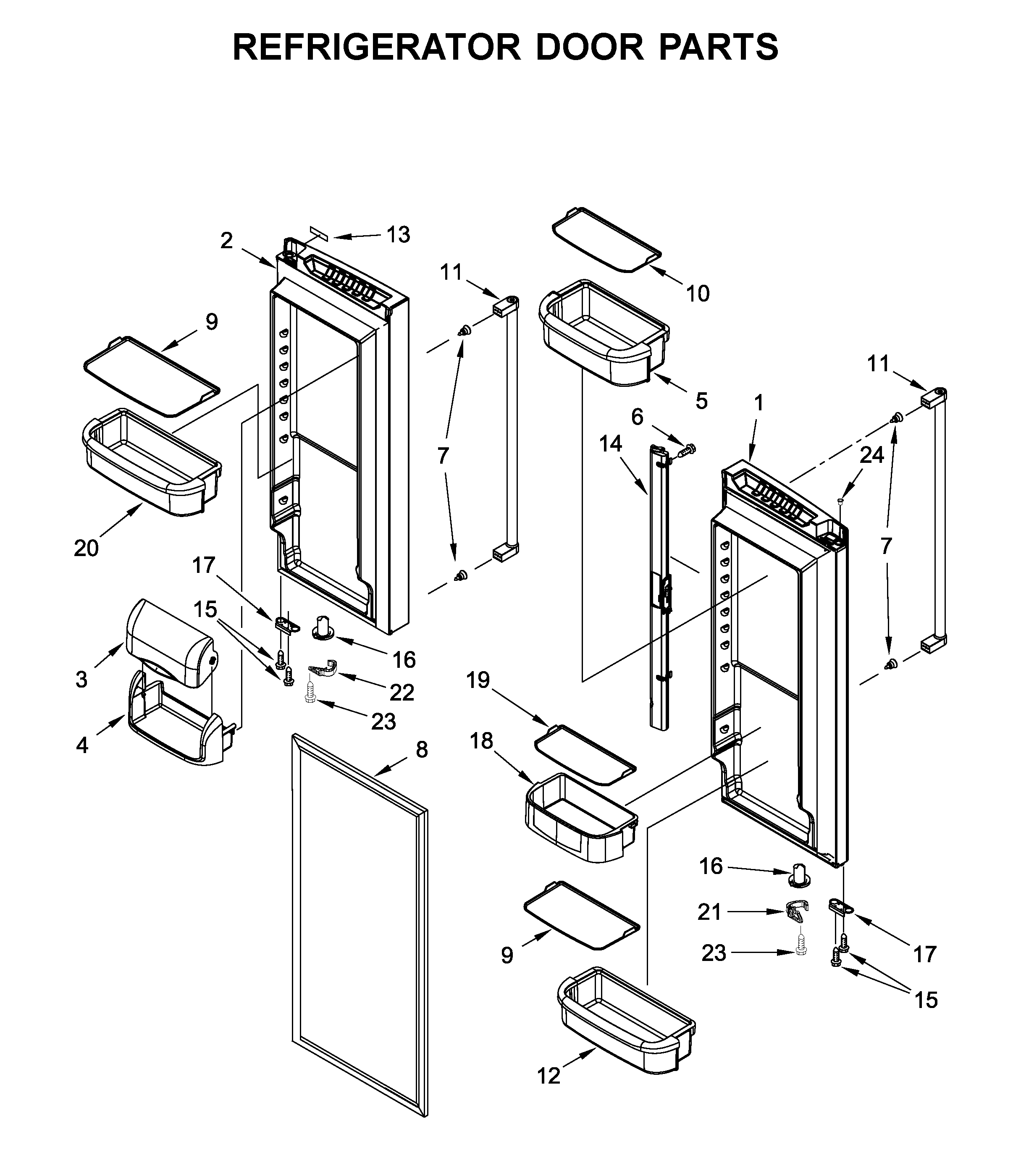 KitchenAid KRFF302EBS00 refrigerator door parts diagram
