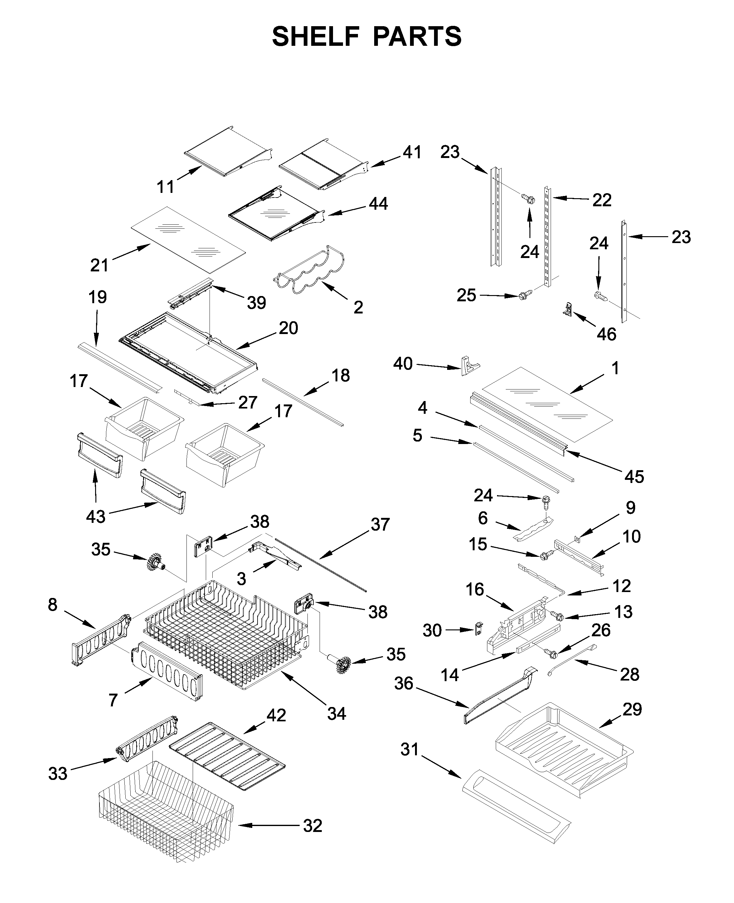 KitchenAid KRFF302EBS00 shelf parts diagram