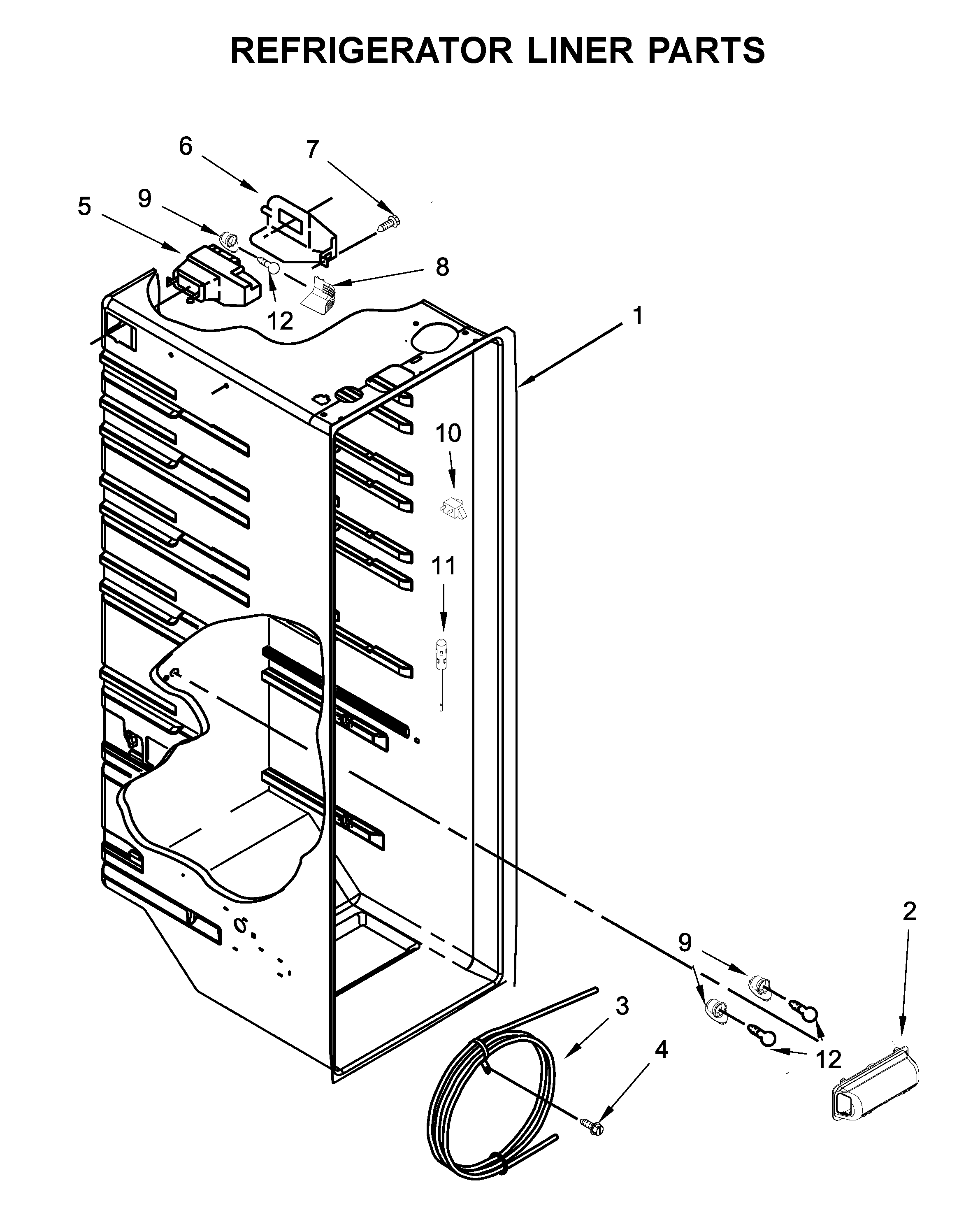 Whirlpool WRS555SIHV00 refrigerator liner parts diagram