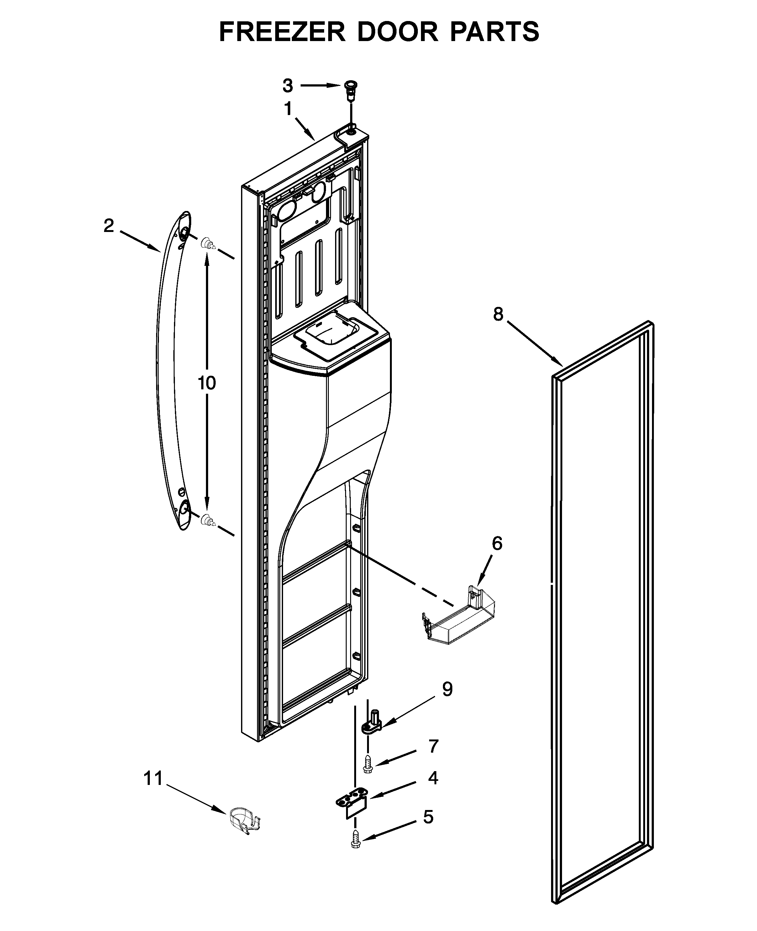 Whirlpool WRS555SIHV00 freezer door parts diagram