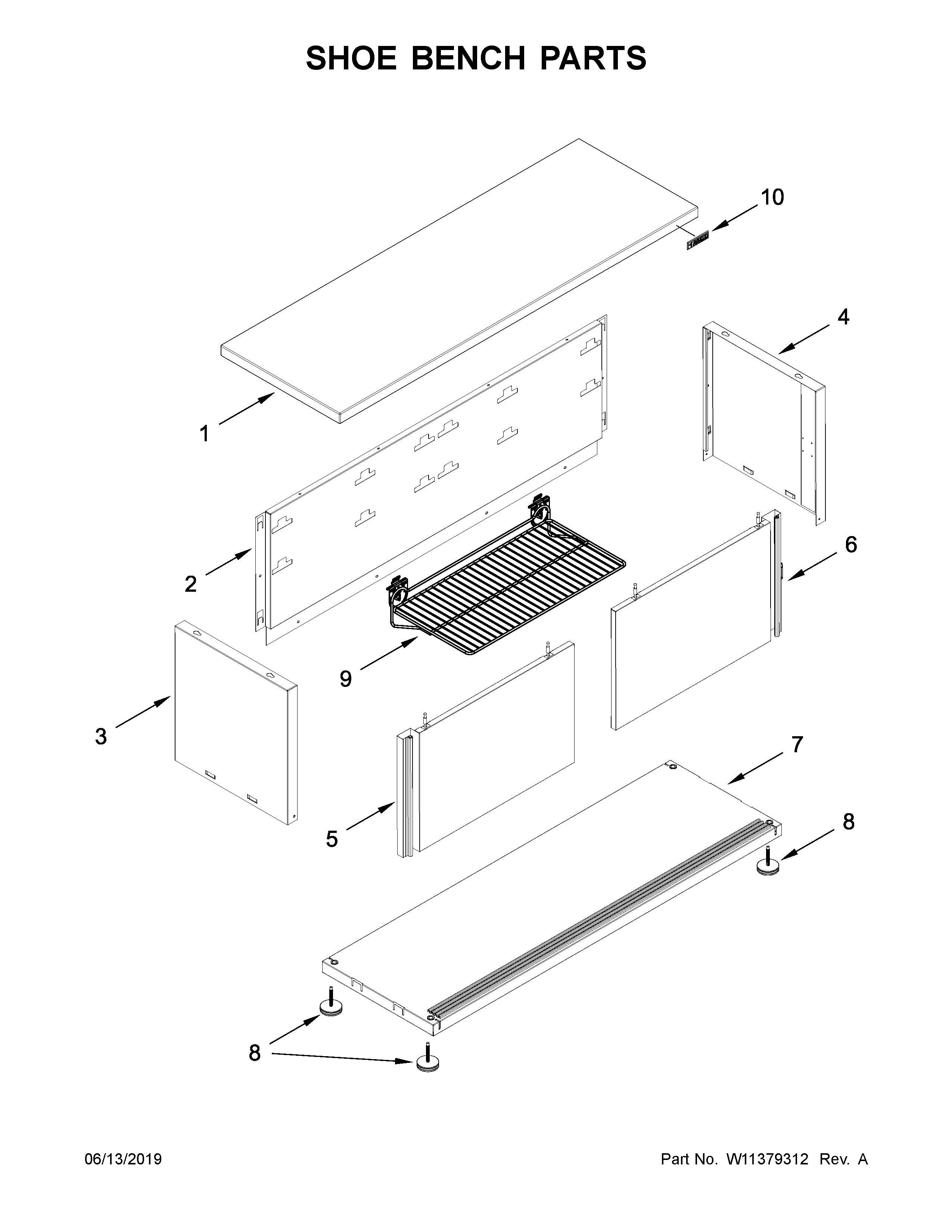 Gladiator GAGB54SBJSG00 shoe bench parts diagram