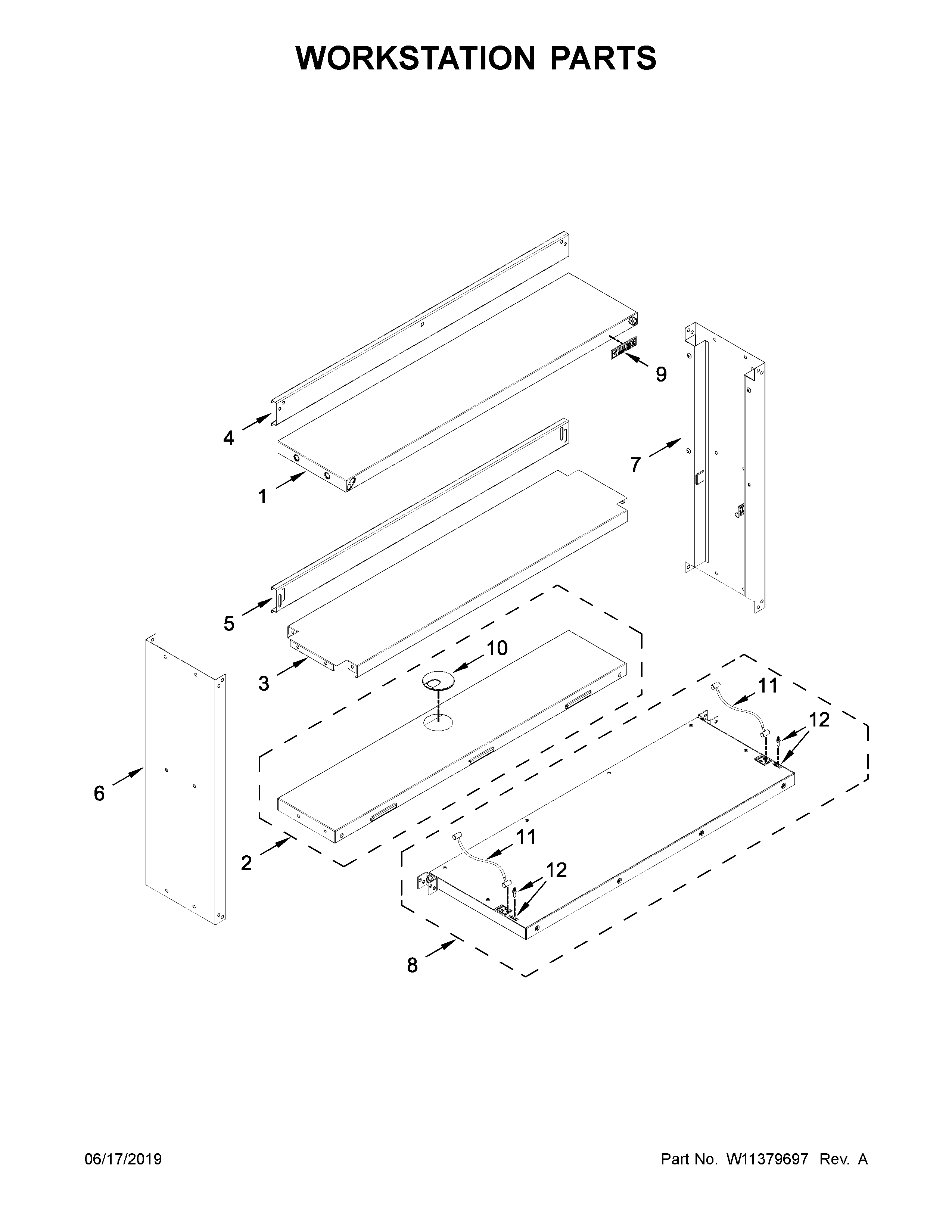 Gladiator GAFS42KDJW00 workstation parts diagram