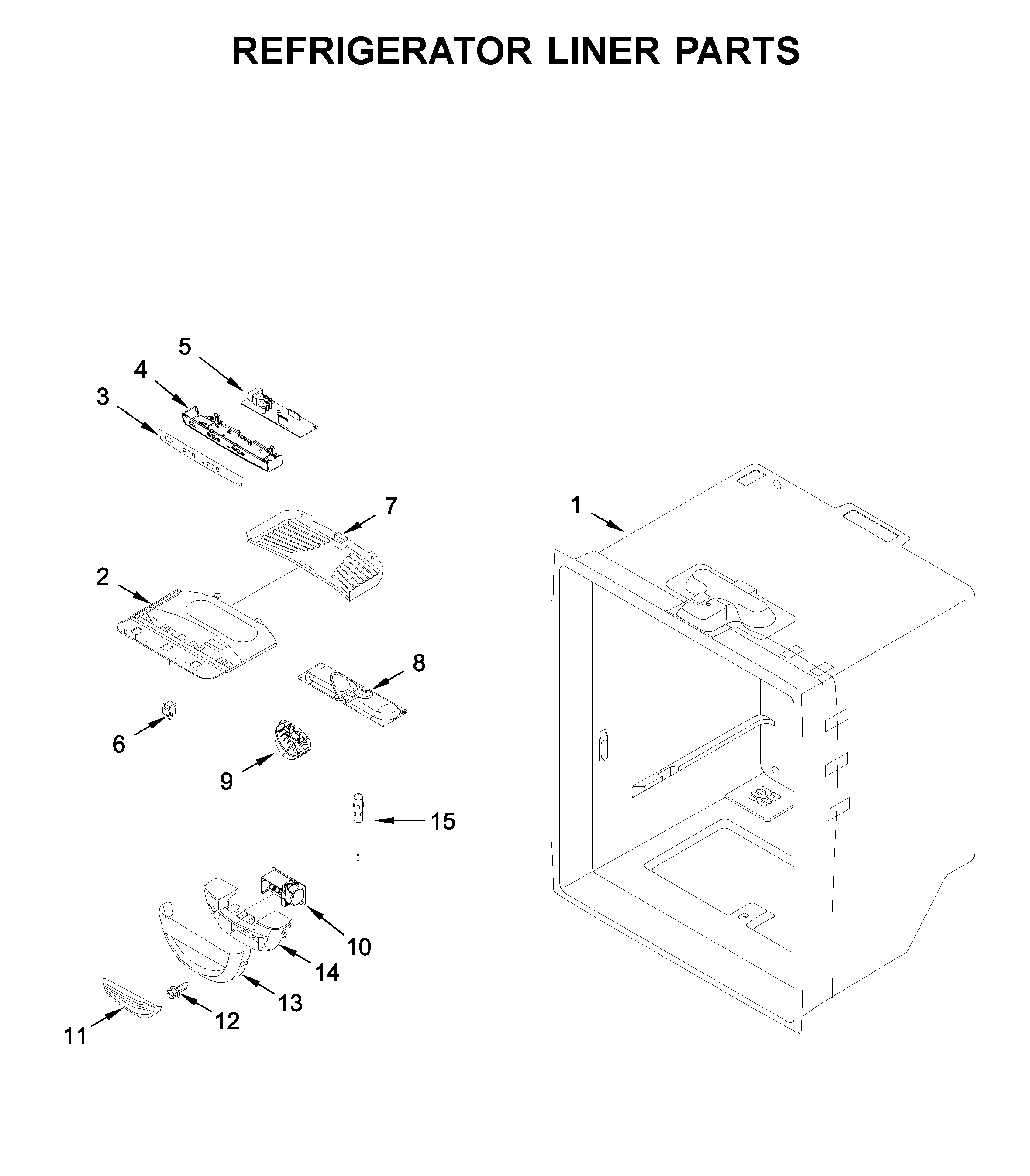 Whirlpool WRB322DMHV01 refrigerator liner parts diagram