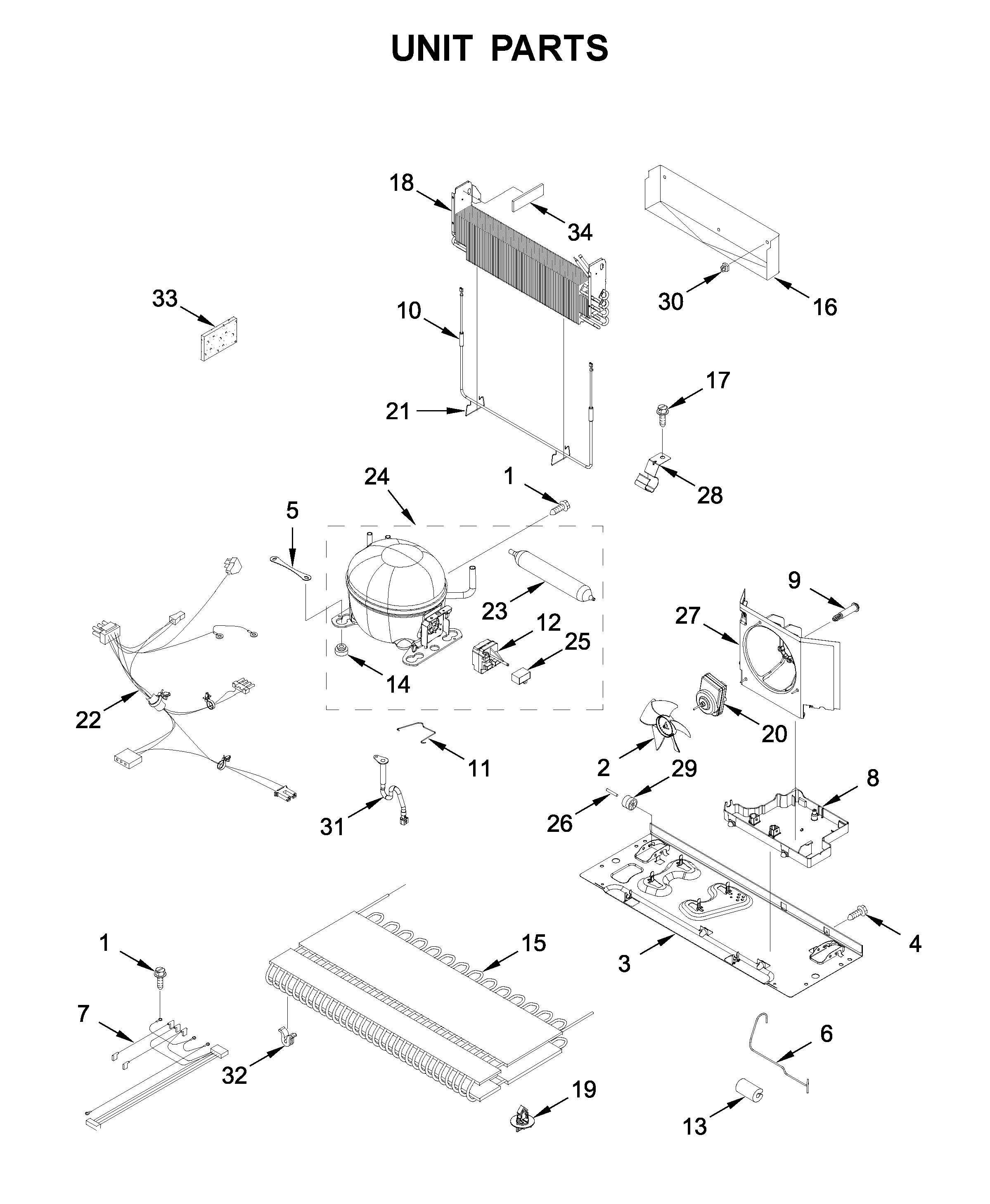 Whirlpool WRB322DMHV01 unit parts diagram